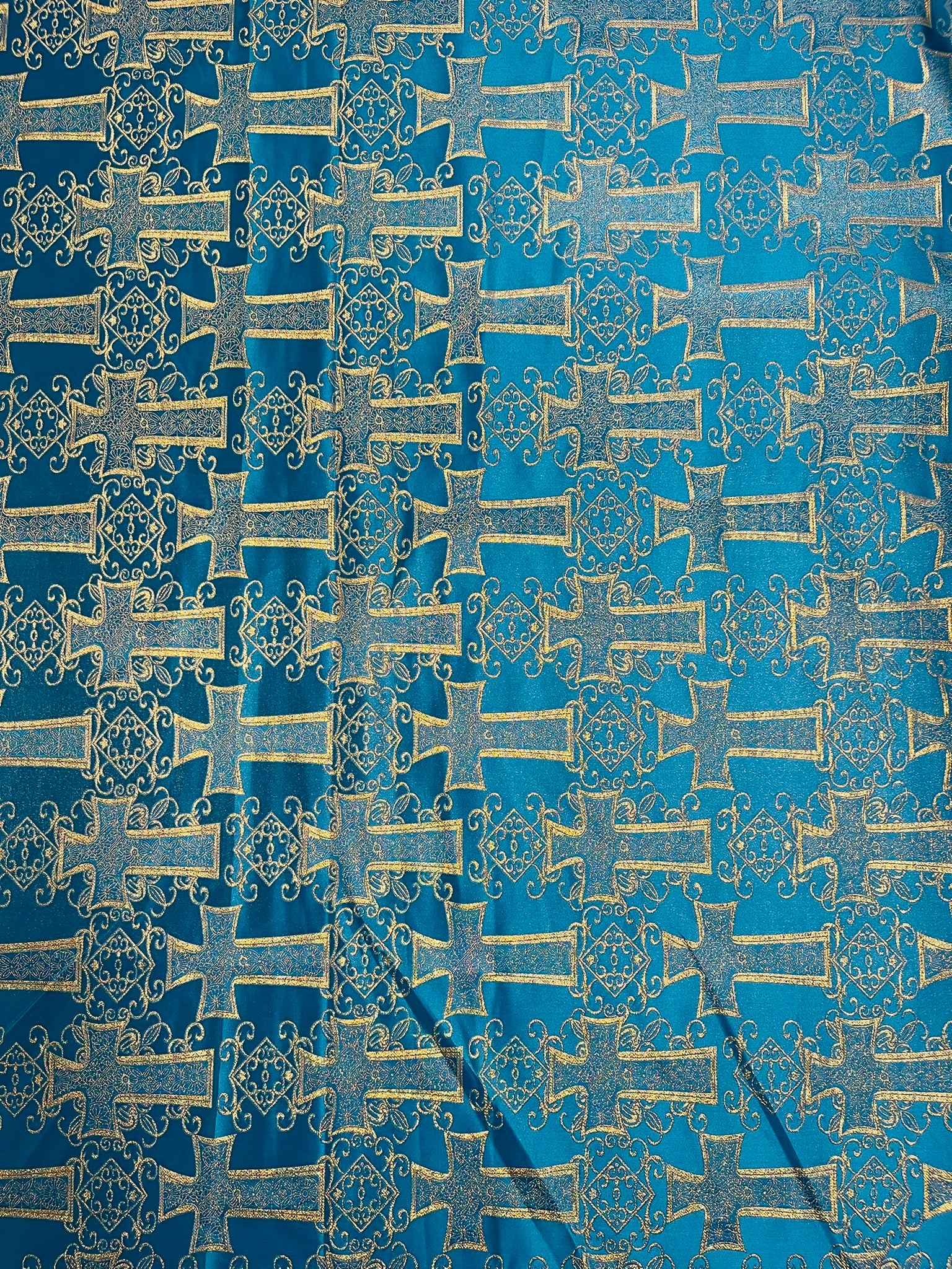 METALLIC BIG CROSS JACQUARD SATIN FABRIC (by the yard)