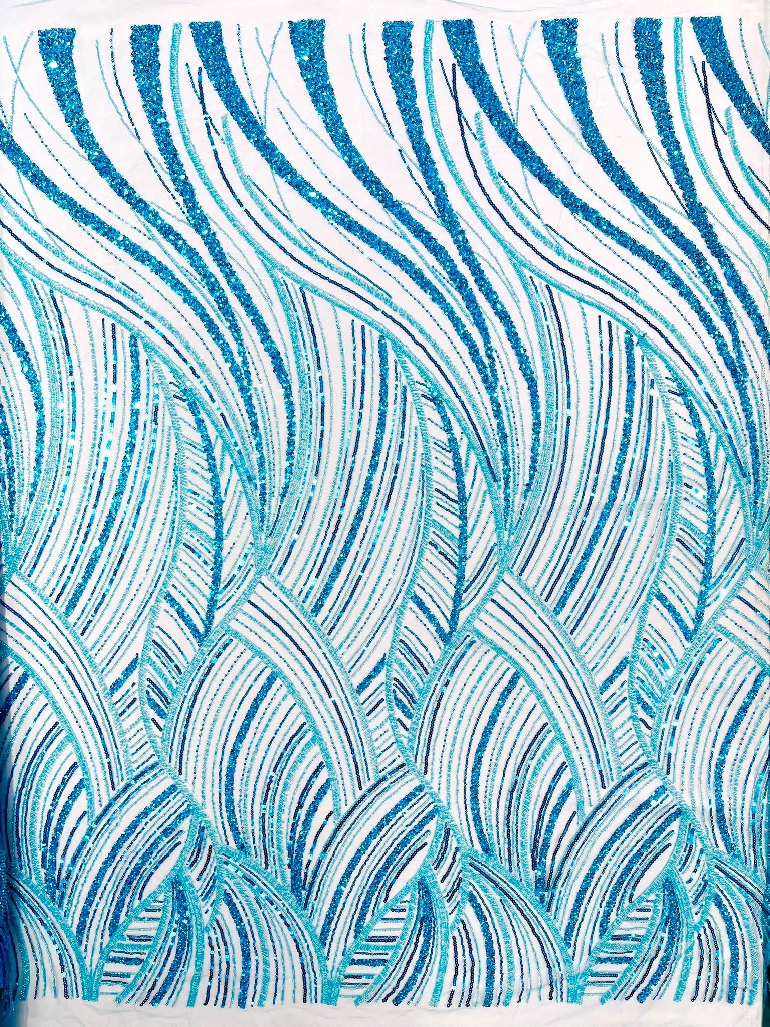 Luxury Feather Damask Beaded Lace Fabric| Prom| Wedding| By The Yard.