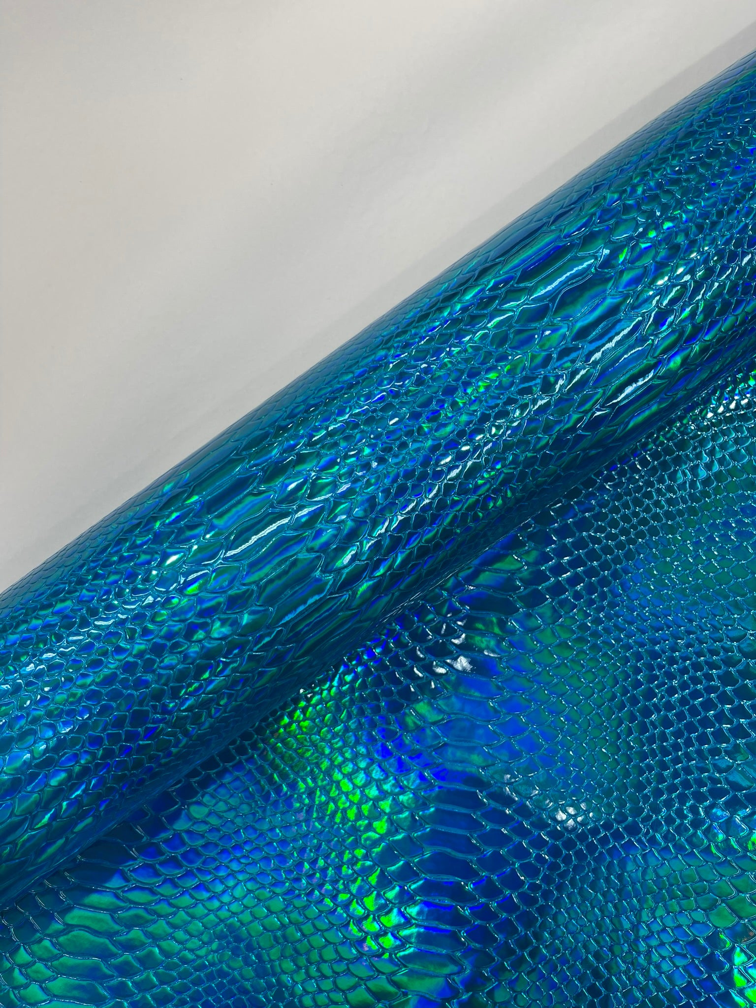 Viper Holographic Embossed PVC / Snake Vinyl Fabric Upholstery Crafting Accessories Applications Snake Iridescent.