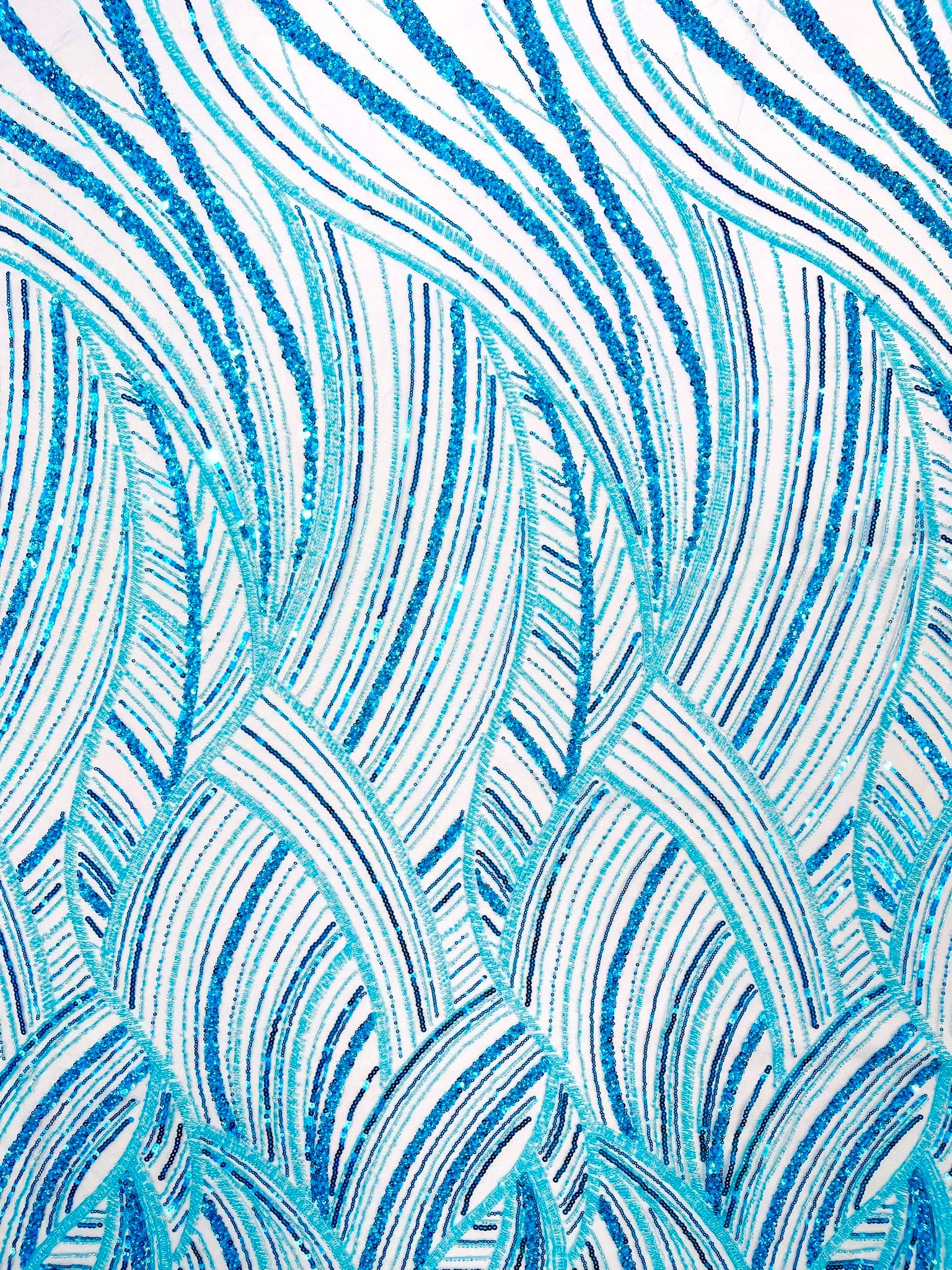 Luxury Feather Damask Beaded Lace Fabric| Prom| Wedding| By The Yard.