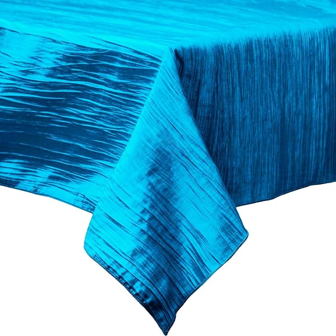 Square Light Weight Accordion Design Crushed Taffeta Seamless Table Overlay. (58" Inches x 58" Inches)