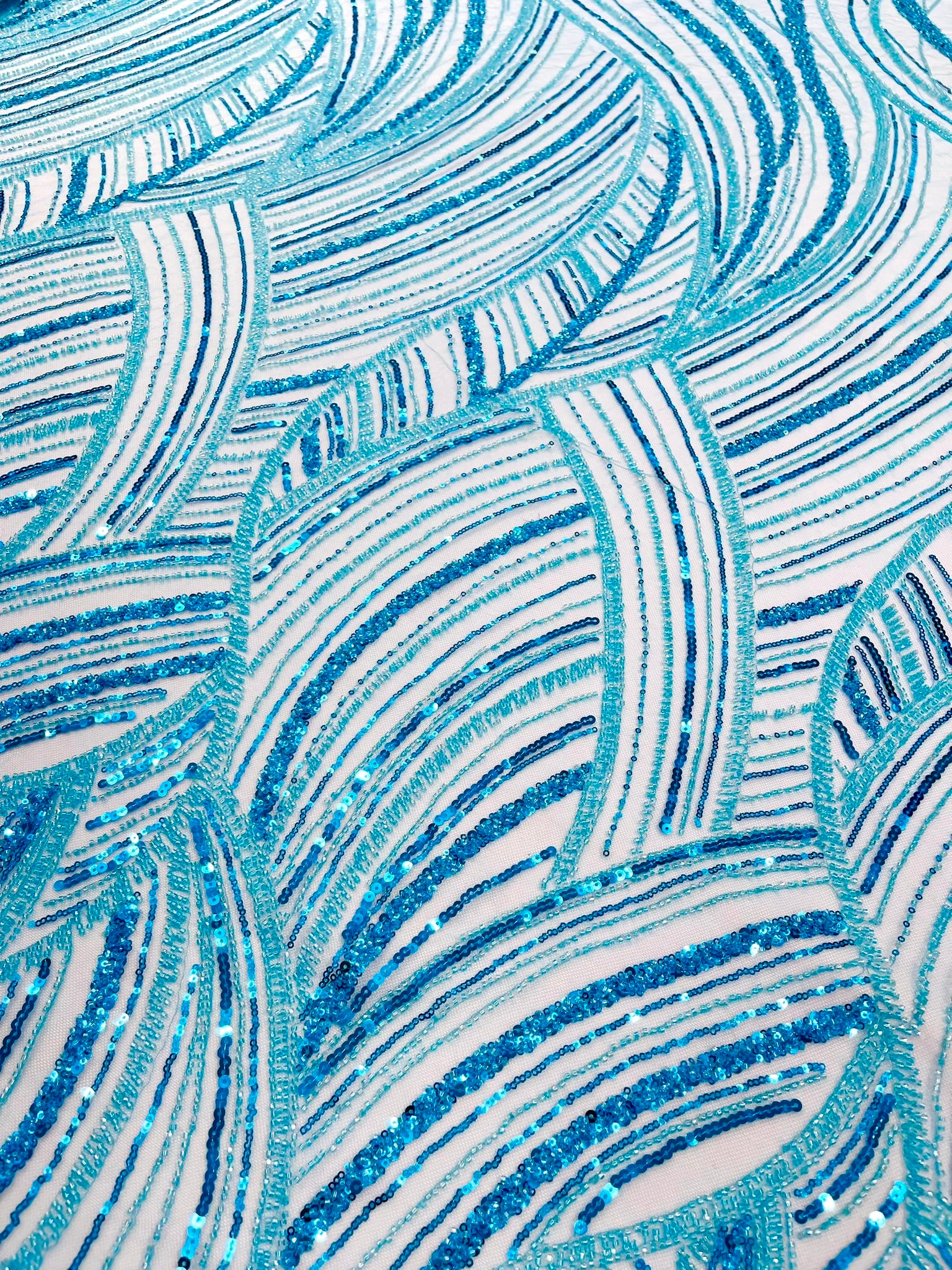 Luxury Feather Damask Beaded Lace Fabric| Prom| Wedding| By The Yard.