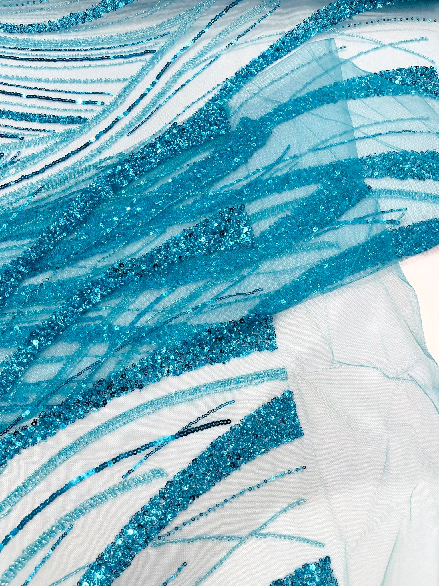 Luxury Feather Damask Beaded Lace Fabric| Prom| Wedding| By The Yard.