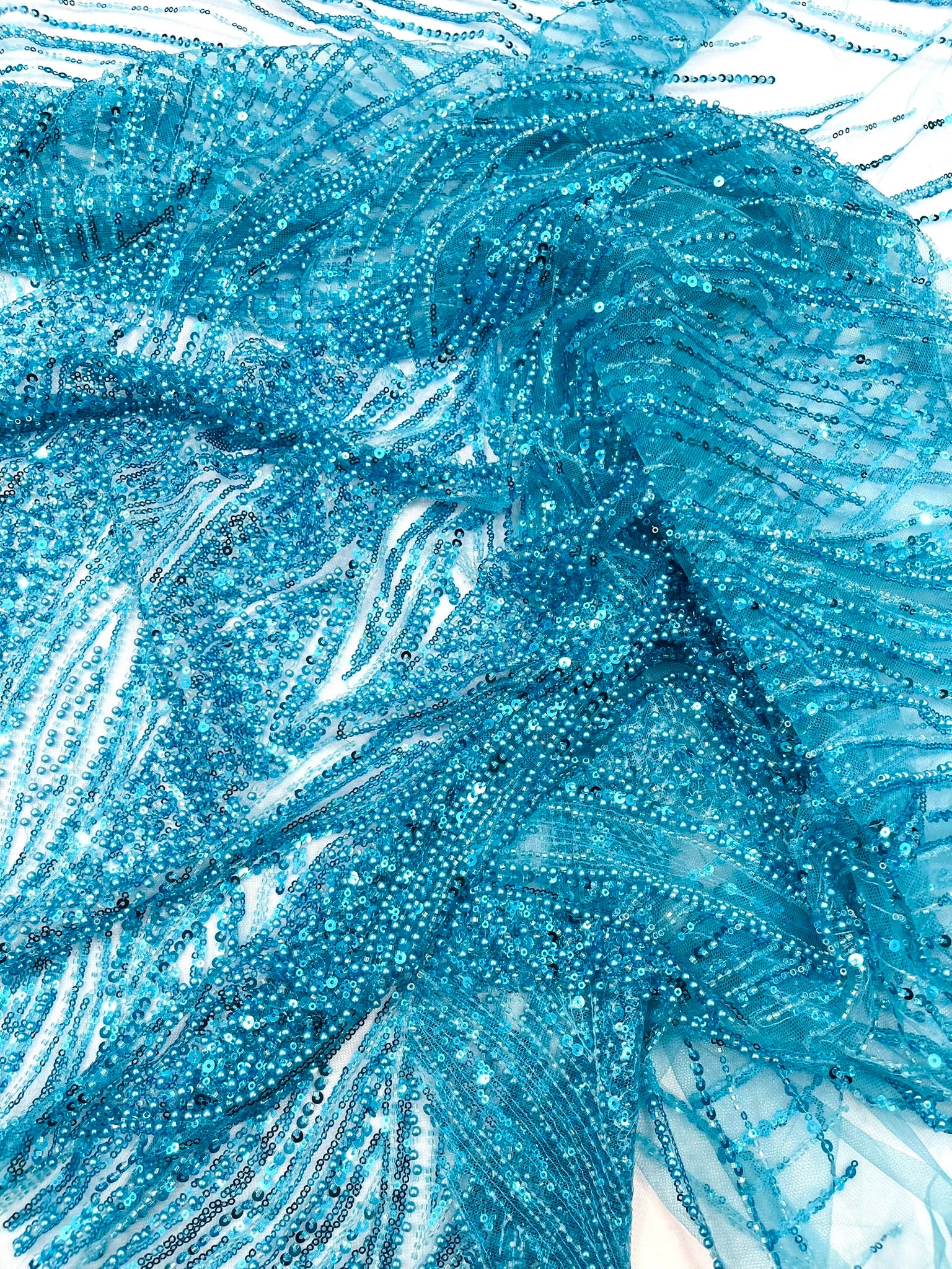 Flame Fashion Beaded Lace Fabric| Prom| Wedding| By The Yard.