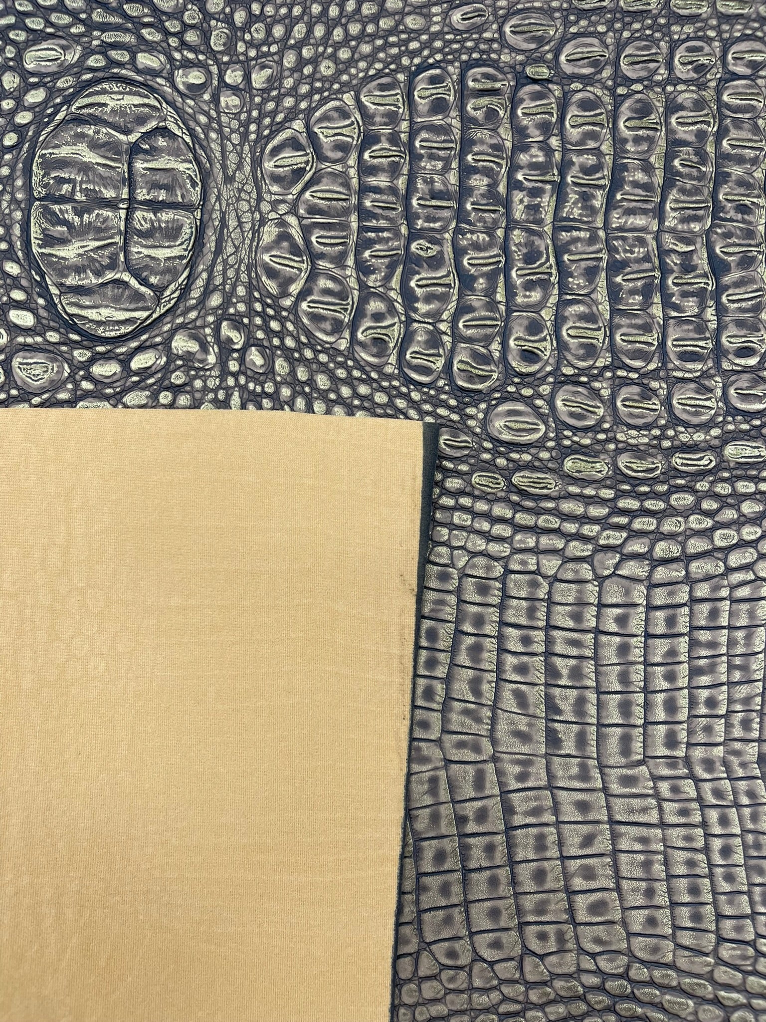 Metallic Gator Vinyl Fabric 54" Wide / Upholstery Crafting Accessories Applications Faux Leather PVC.