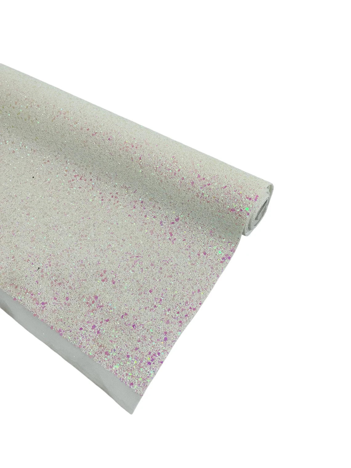 Chunky Glitter Vinyl Fabric - White / Pink Iridescent - High Quality 54" Chunky Glitter Fabric Sold By Yard