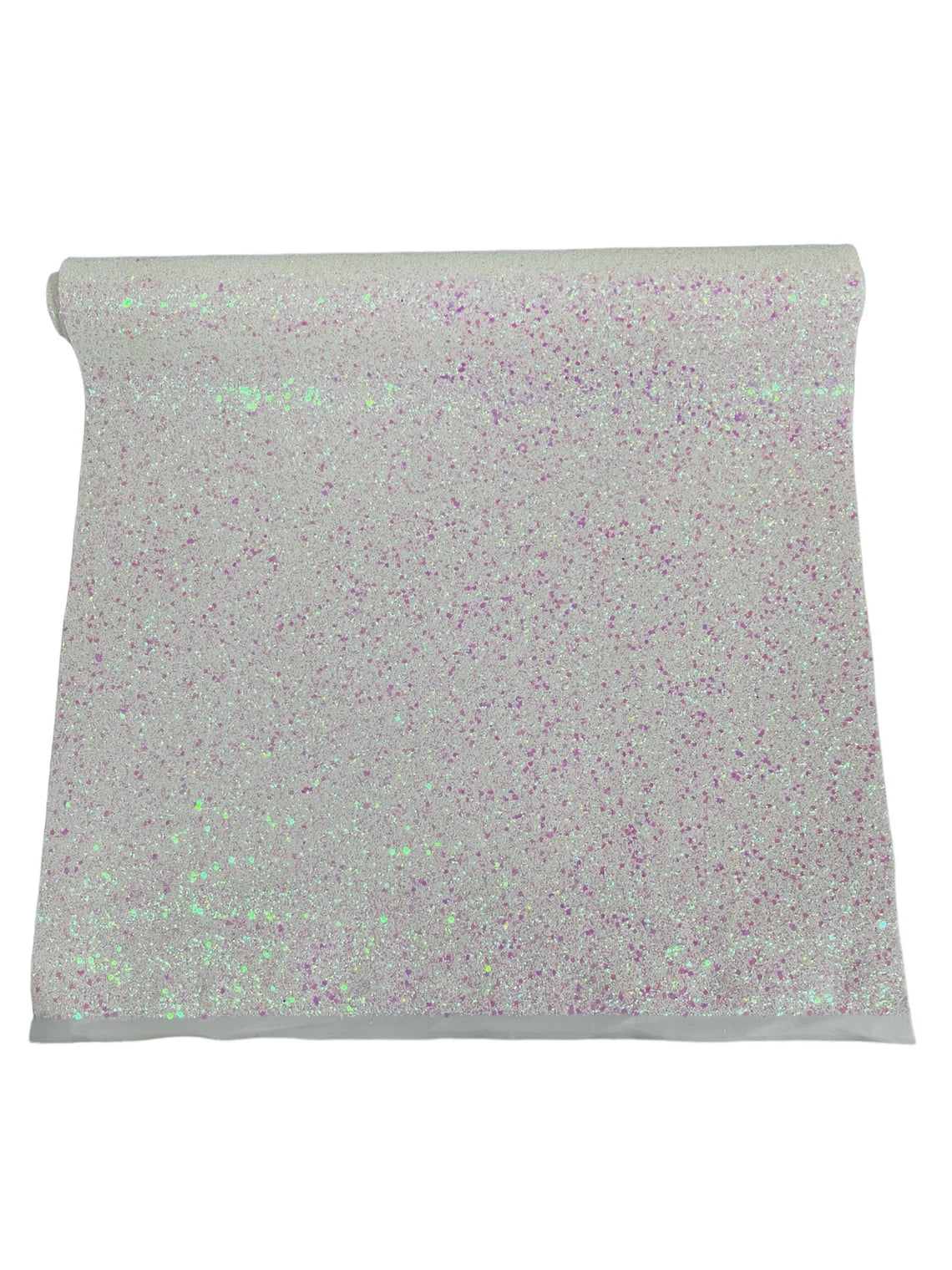 Chunky Glitter Vinyl Fabric - White / Pink Iridescent - High Quality 54" Chunky Glitter Fabric Sold By Yard