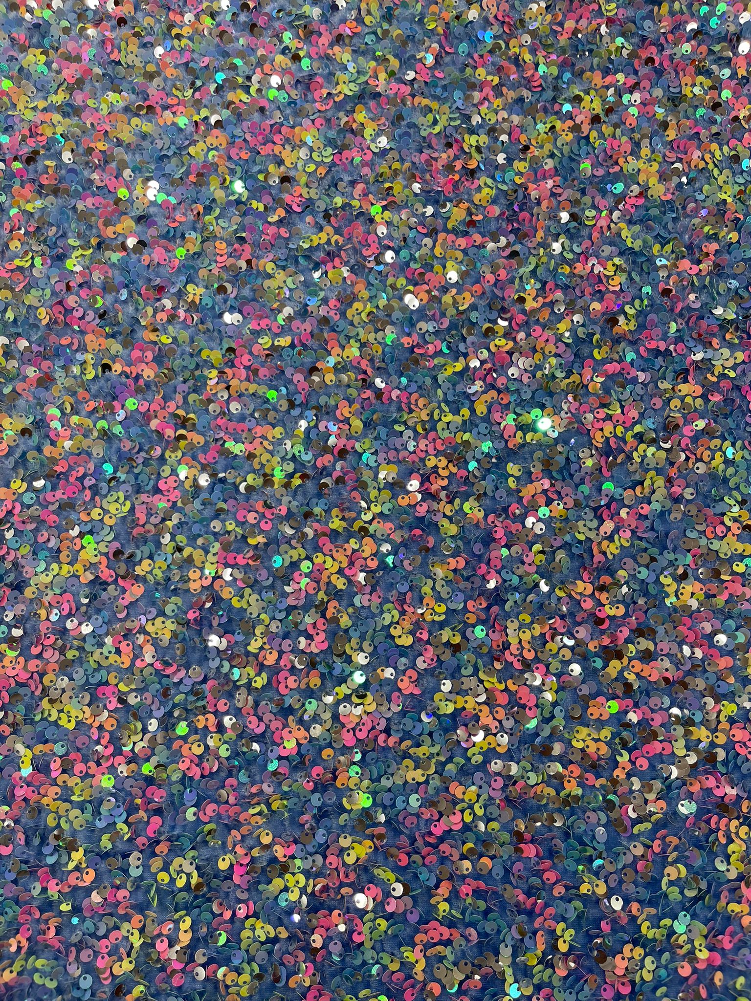 Multi color Confetti all over shiny sequins stretch velvet , sold by the yard.