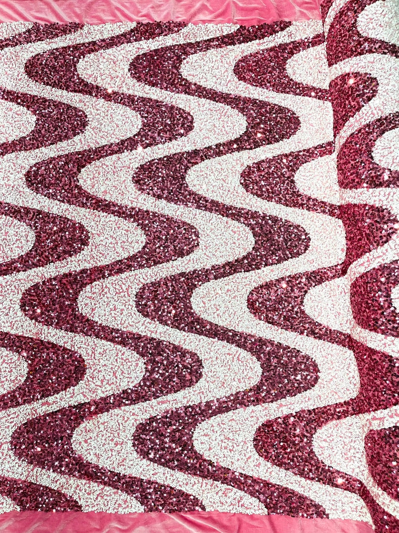 Sequin Wave stretch velvet all over 5mm shining sequins 2-way stretch, sold by the yard