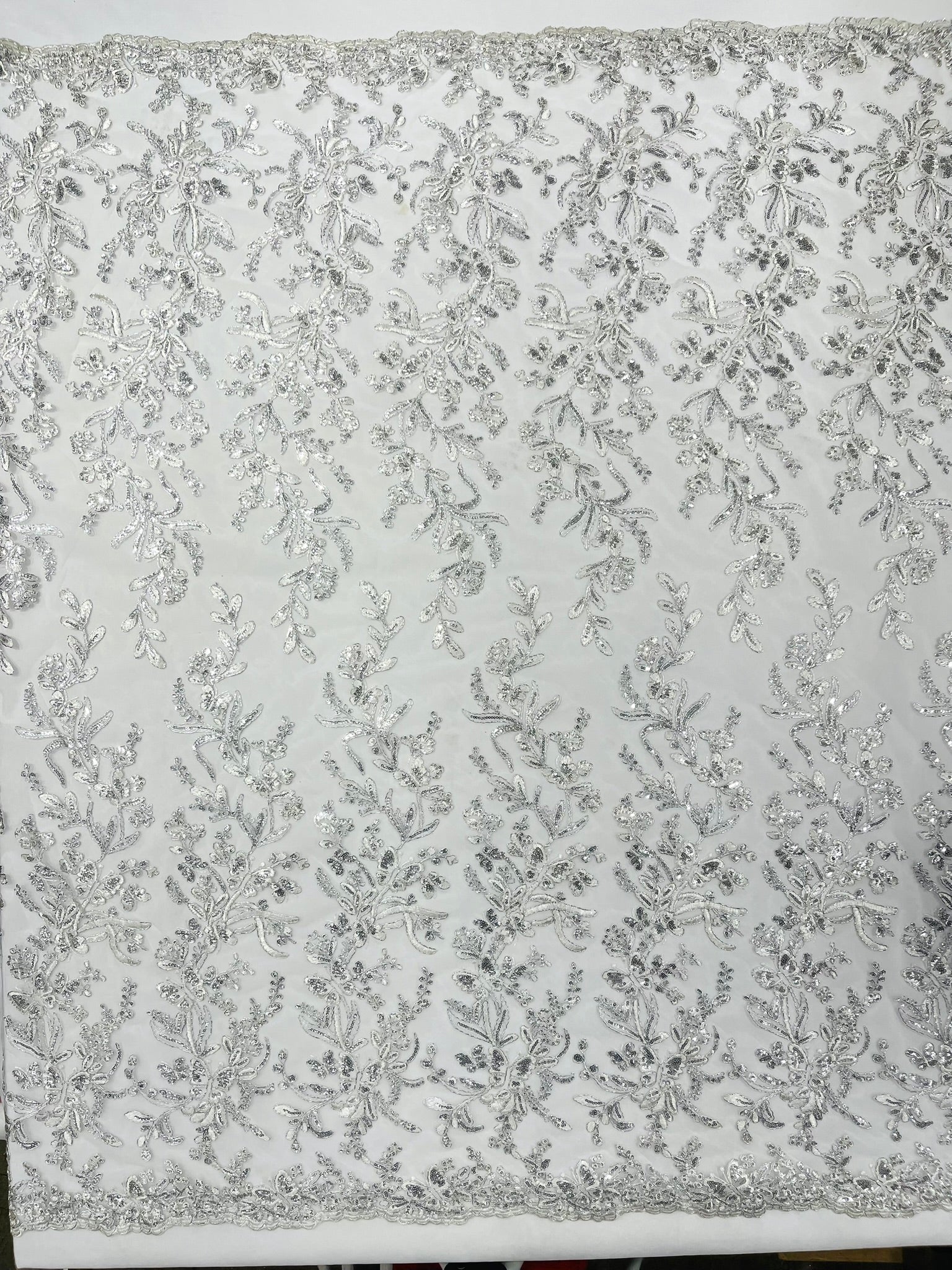 Corded Lace with Butterfly Embroidery and Sequin on Mesh 54" Wide | VIP Textile Inc.