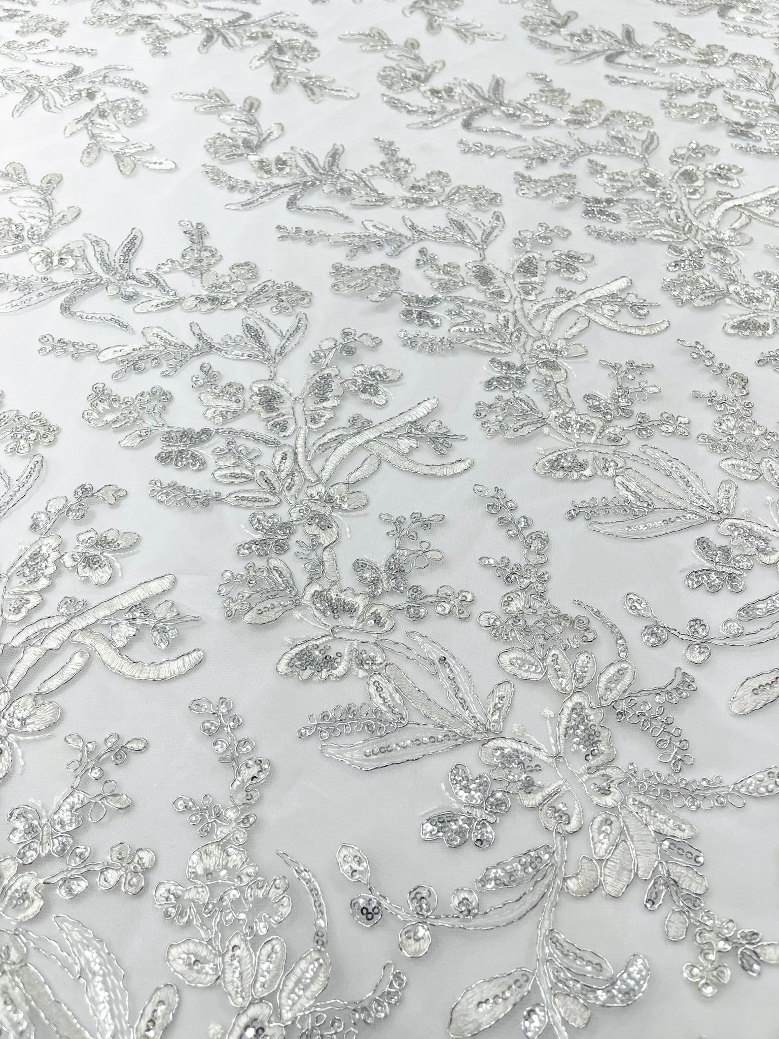 Corded Lace with Butterfly Embroidery and Sequin on Mesh 54" Wide | VIP Textile Inc.