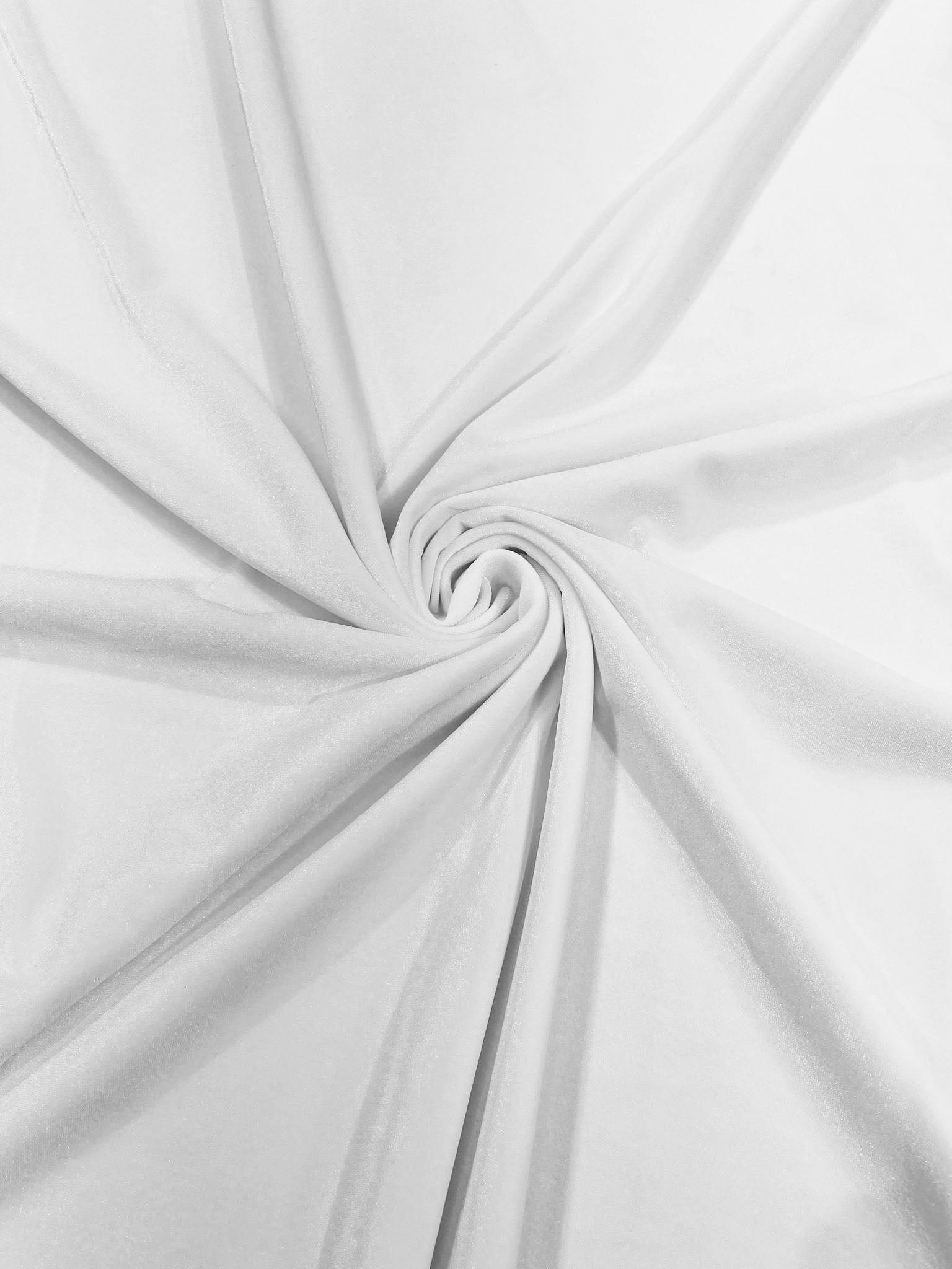 White Stretch Velvet Polyester Spandex 60" Wide | Plush Velvet For Christmas, Apparel, Cosplay, Curtains, Decoration, Costume