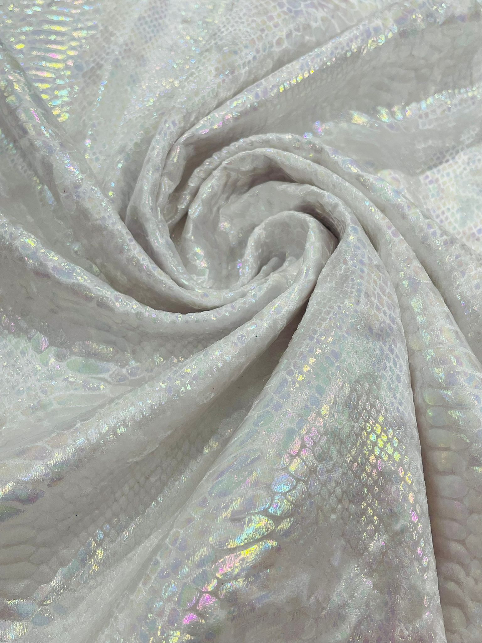 Illusion foil Snake design on a stretch velvet fabric-Sold by the yard