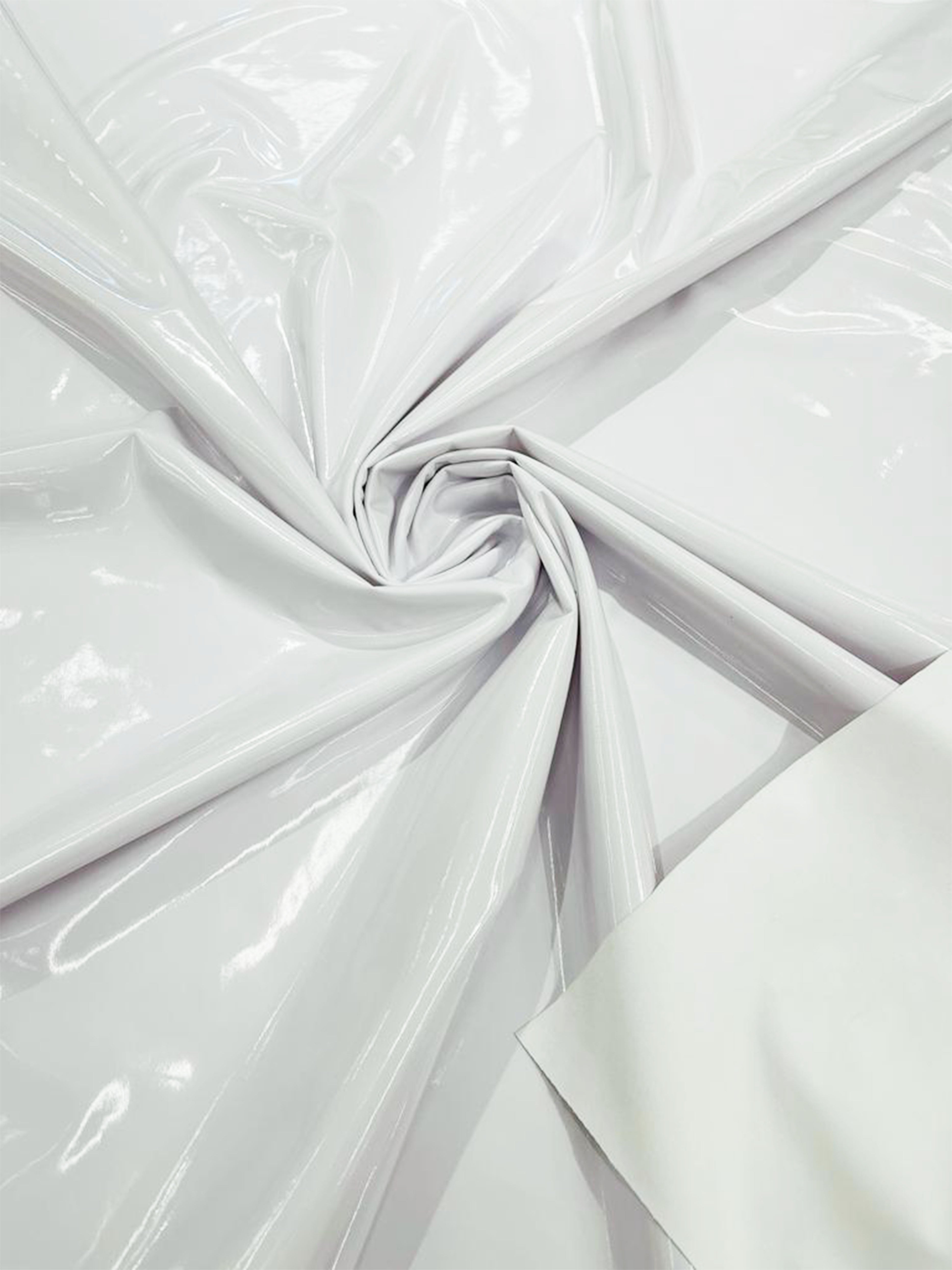 White Spandex Shiny Vinyl Fabric (Latex Stretch) - Sol By The Yard