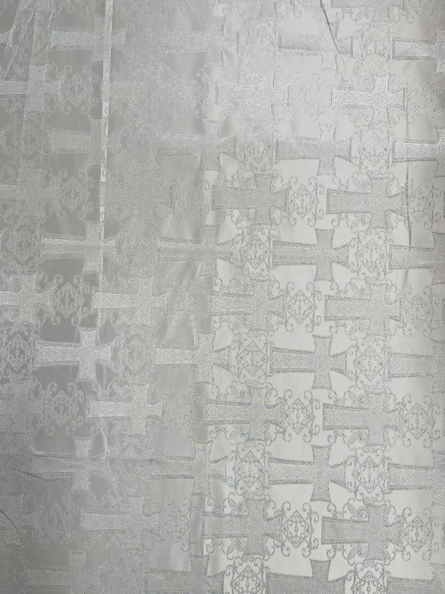 METALLIC BIG CROSS JACQUARD SATIN FABRIC (by the yard)