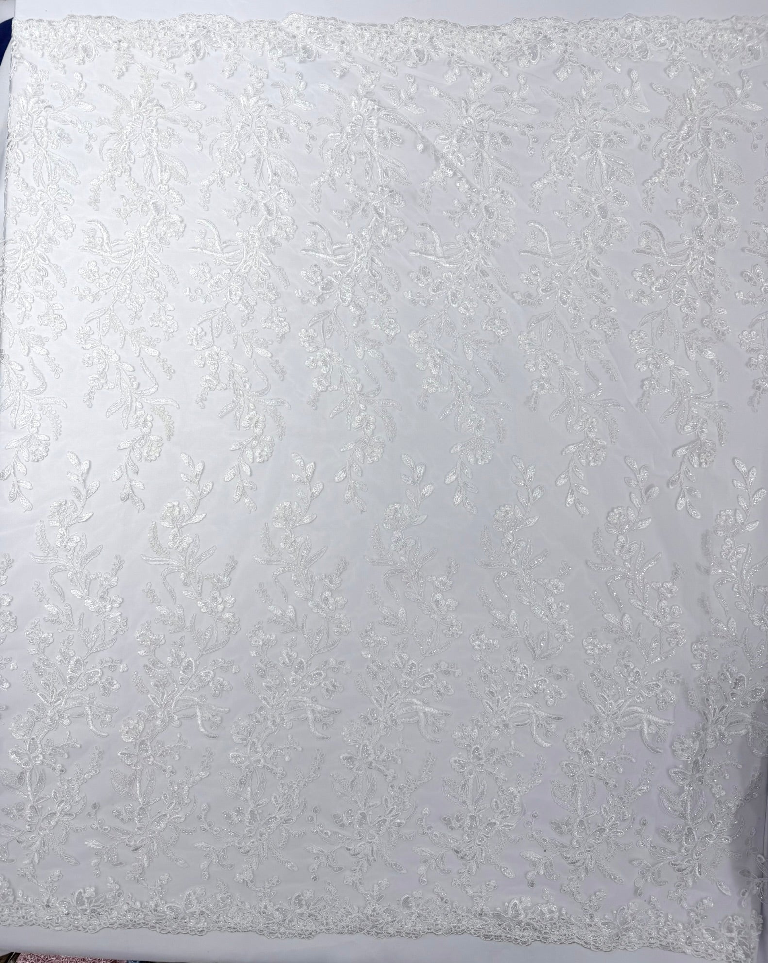 Corded Lace with Butterfly Embroidery and Sequin on Mesh 54" Wide | VIP Textile Inc.