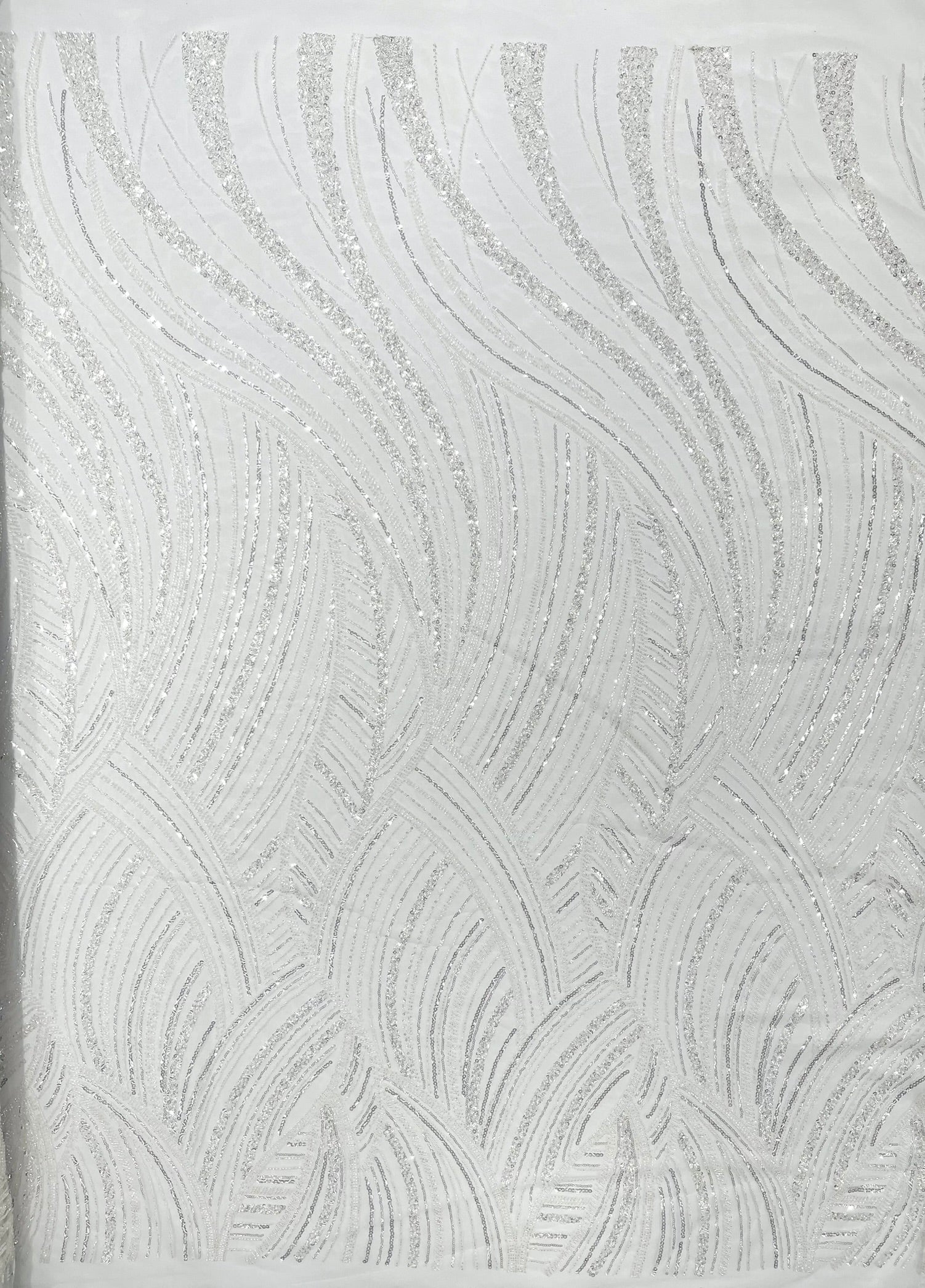 Luxury Feather Damask Beaded Lace Fabric| Prom| Wedding| By The Yard.