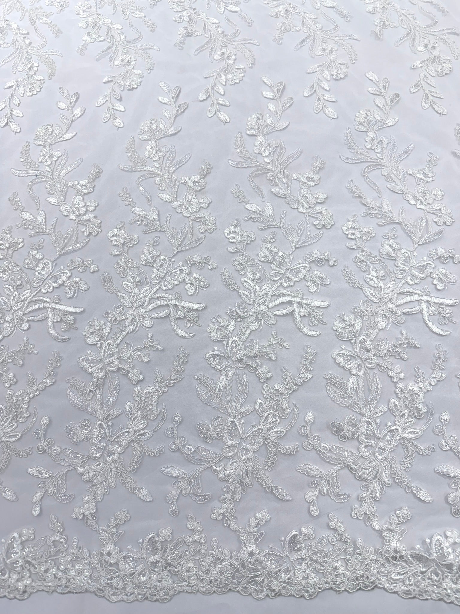 Corded Lace with Butterfly Embroidery and Sequin on Mesh 54" Wide | VIP Textile Inc.