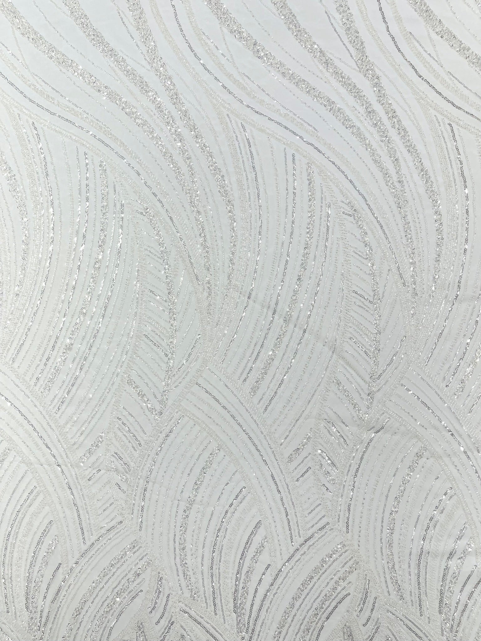 Luxury Feather Damask Beaded Lace Fabric| Prom| Wedding| By The Yard.