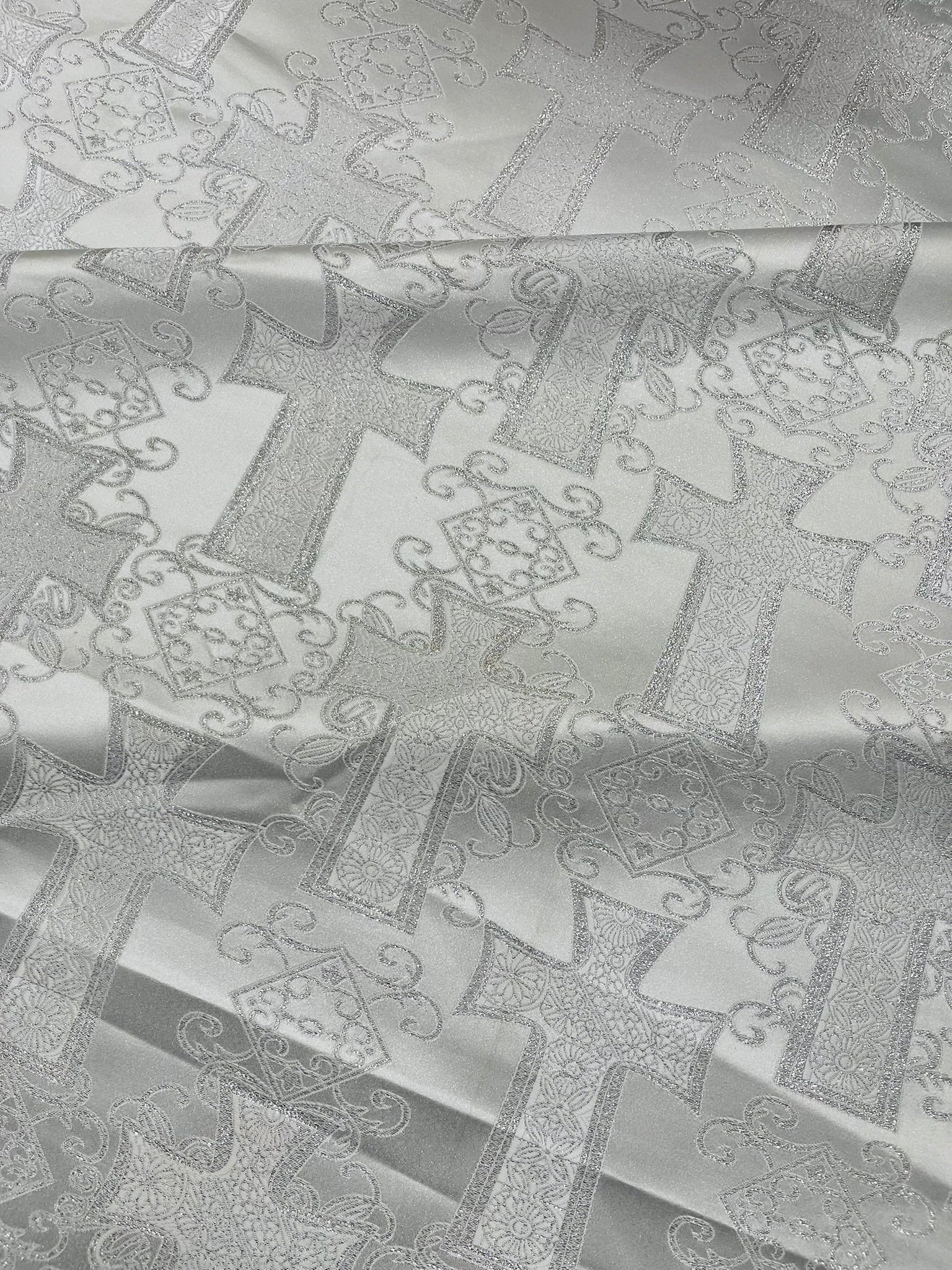 METALLIC BIG CROSS JACQUARD SATIN FABRIC (by the yard)