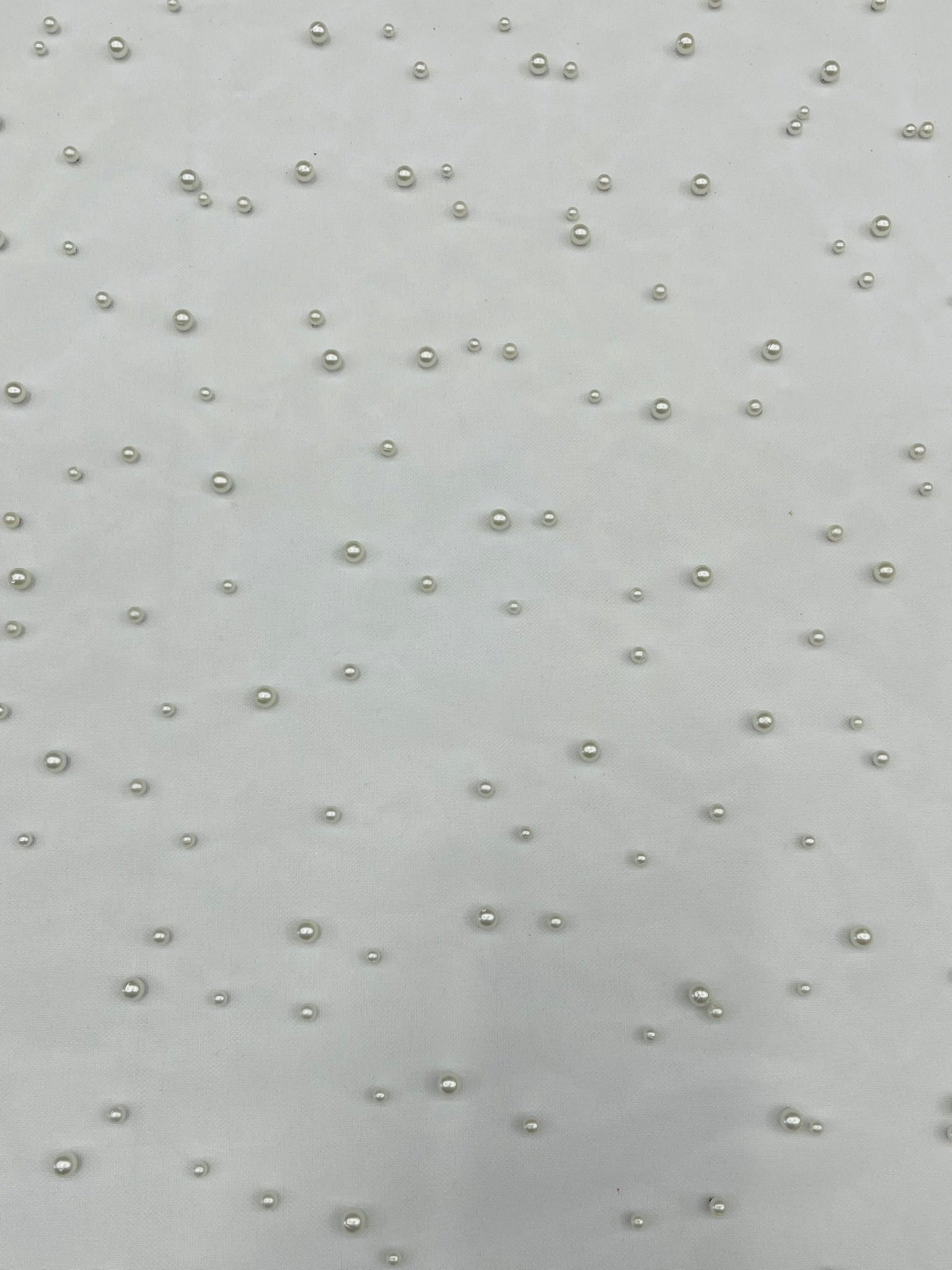 Scattered Pearls Studded Mesh, 2-Way Stretch, Sold by the yard.
