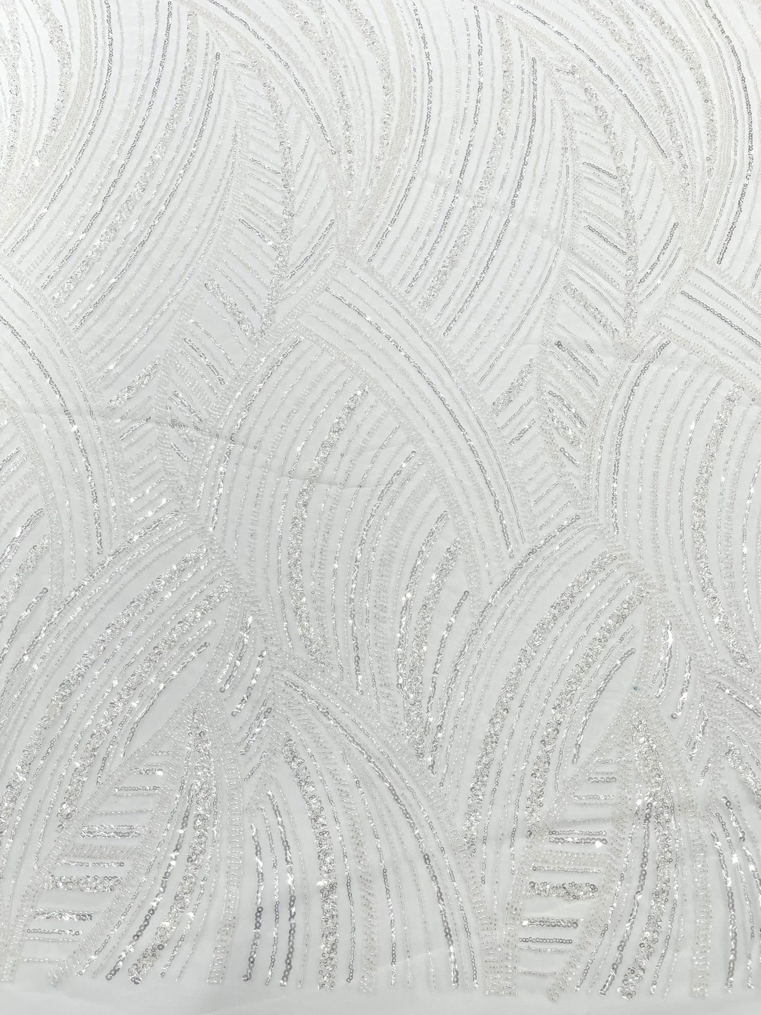 Luxury Feather Damask Beaded Lace Fabric| Prom| Wedding| By The Yard.