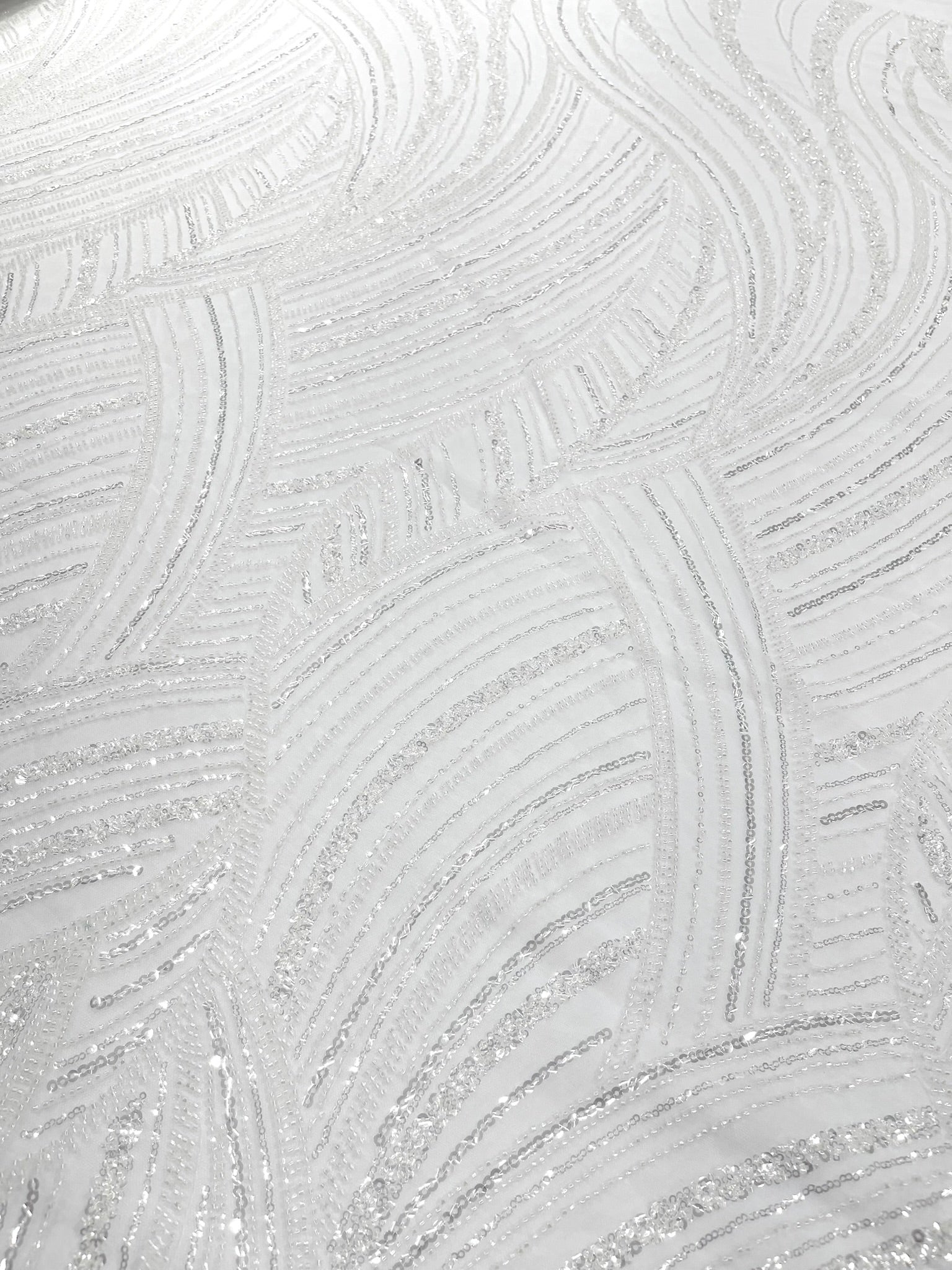 Luxury Feather Damask Beaded Lace Fabric| Prom| Wedding| By The Yard.