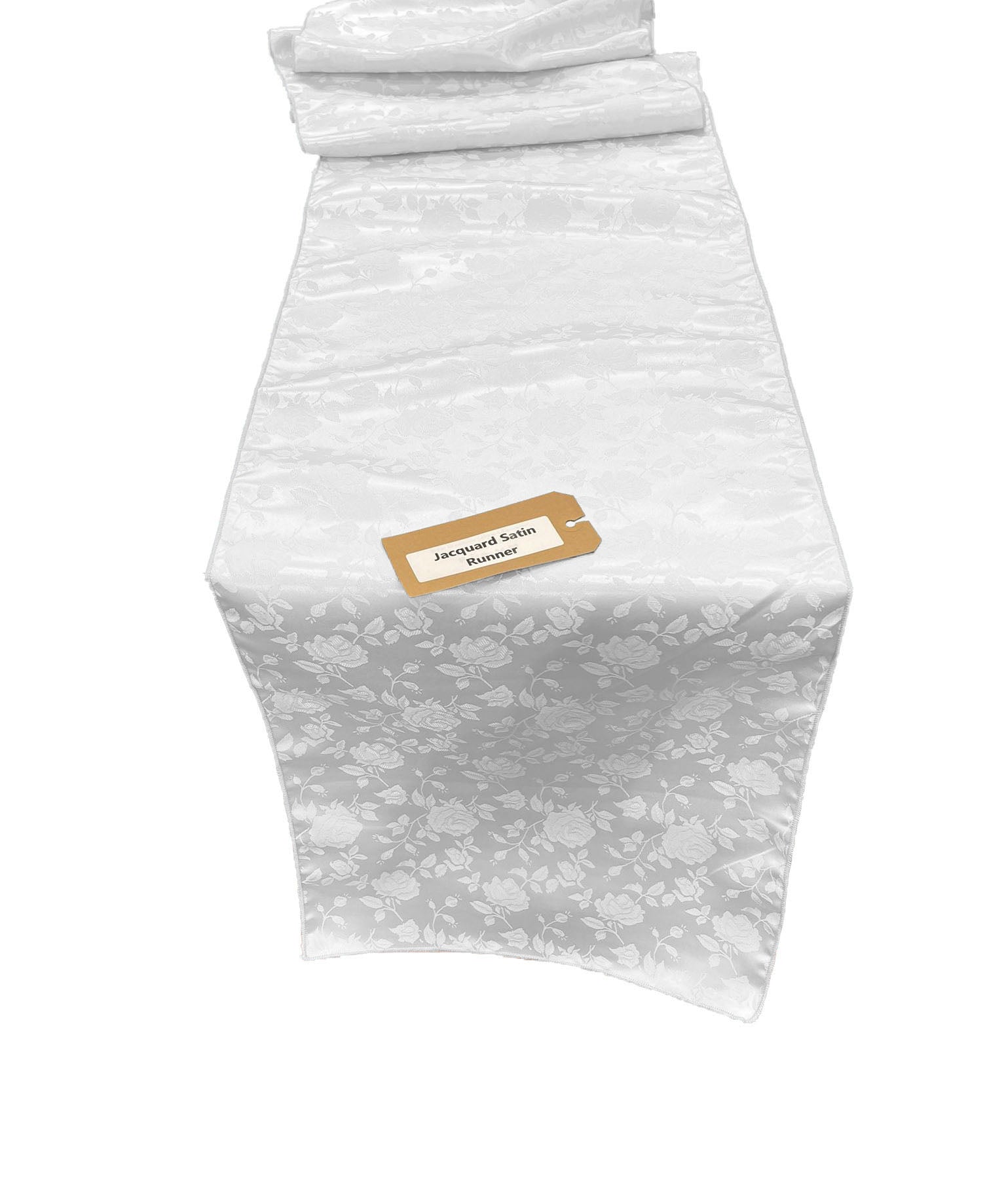 Jacquard Satin Roses Runner, Party Supply / Wedding / Decoration (14" Wide x 120" Long).