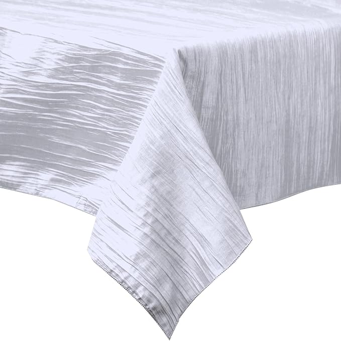 Square Light Weight Accordion Design Crushed Taffeta Seamless Table Overlay. (58" Inches x 58" Inches)