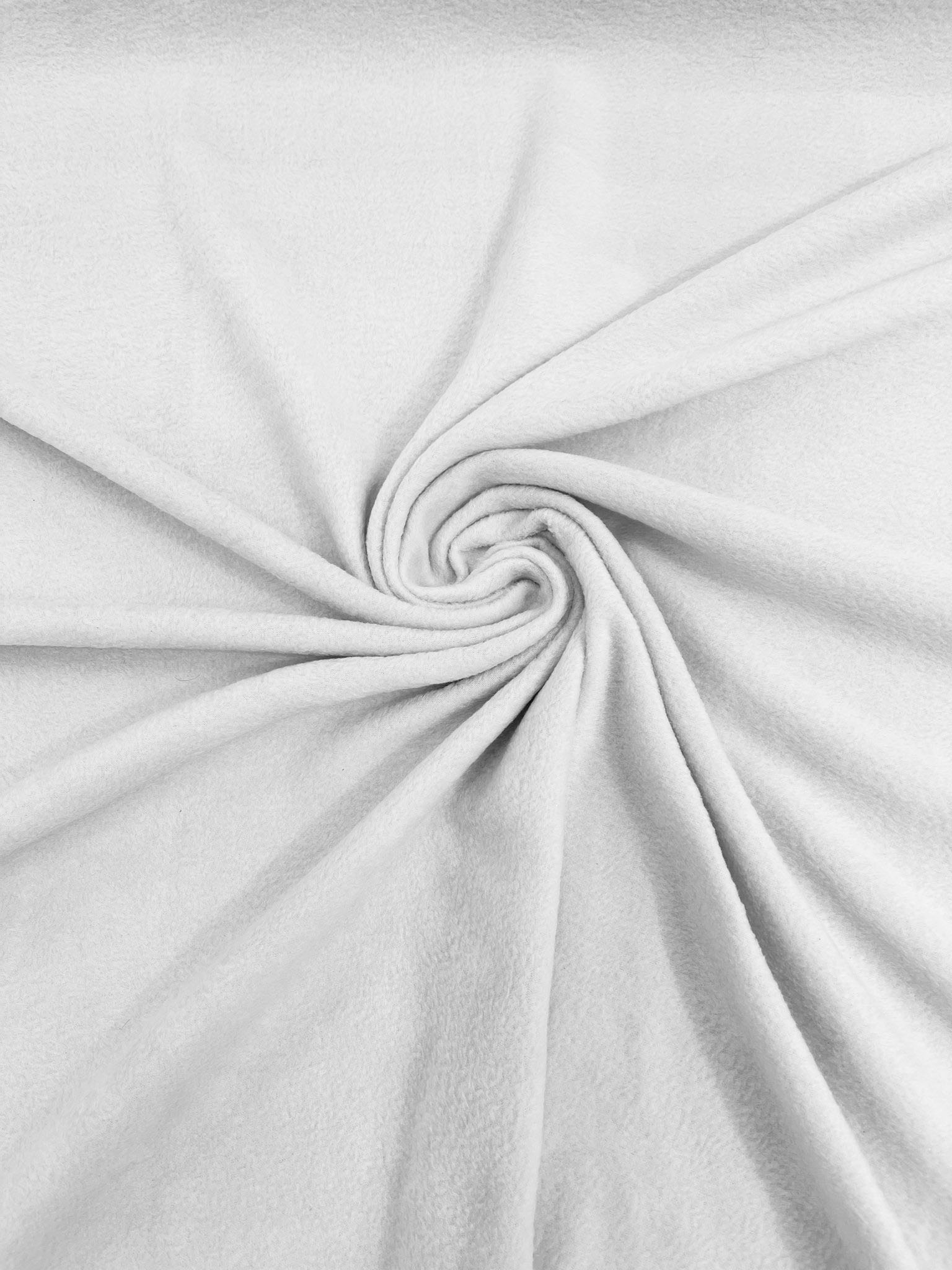White Solid Polar Fleece Fabric Anti-Pill 58" Wide Sold by The Yard