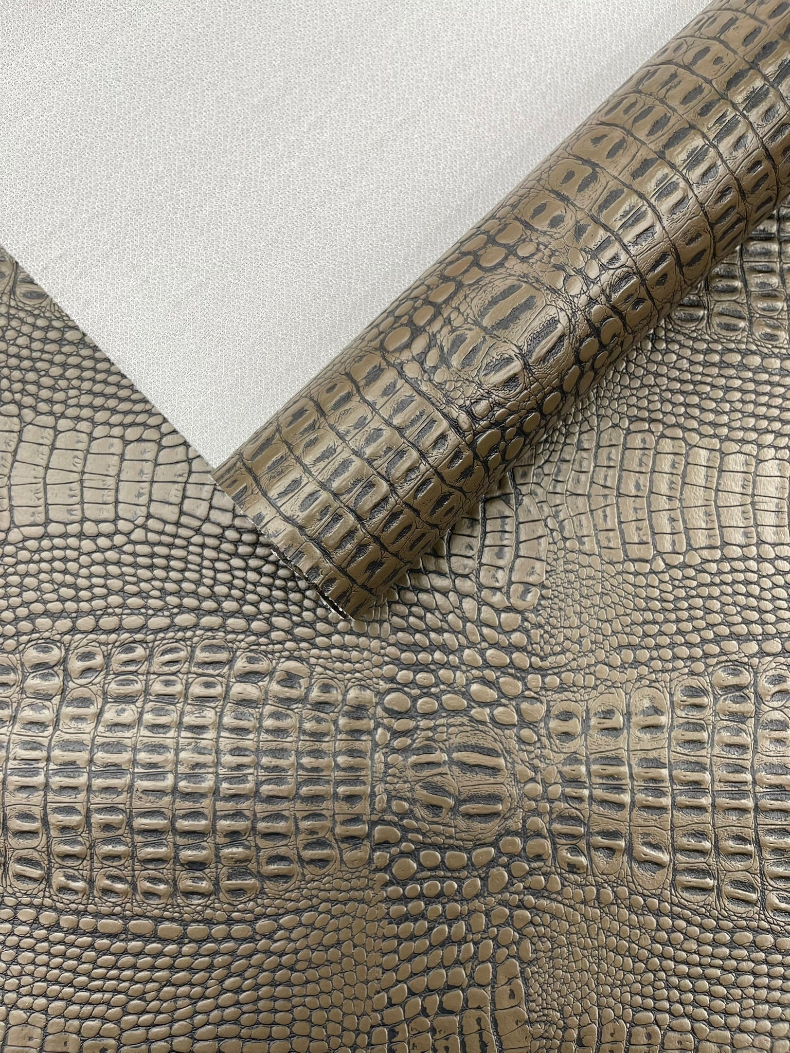 Crocodile Marine Vinyl 2 tone Upholstery, Crocodile Skin Texture Faux Leather PVC Vinyl, 54" Wide.