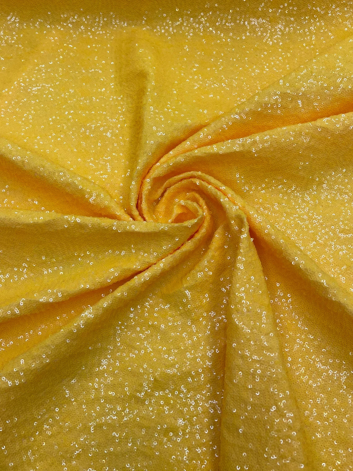 Mini Glitz Sequins on Milliskin - Yellow - 4 Way Stretch Milliskin Stretch Spandex Fabric by Yard