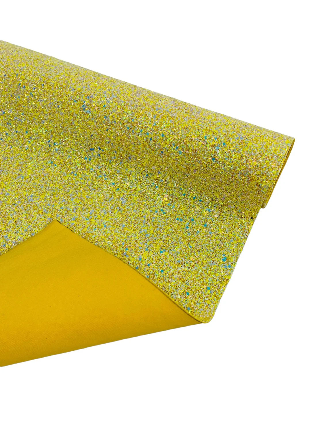 Chunky Glitter Vinyl Fabric - Yellow - High Quality 54" Chunky Glitter Fabric Sold By Yard