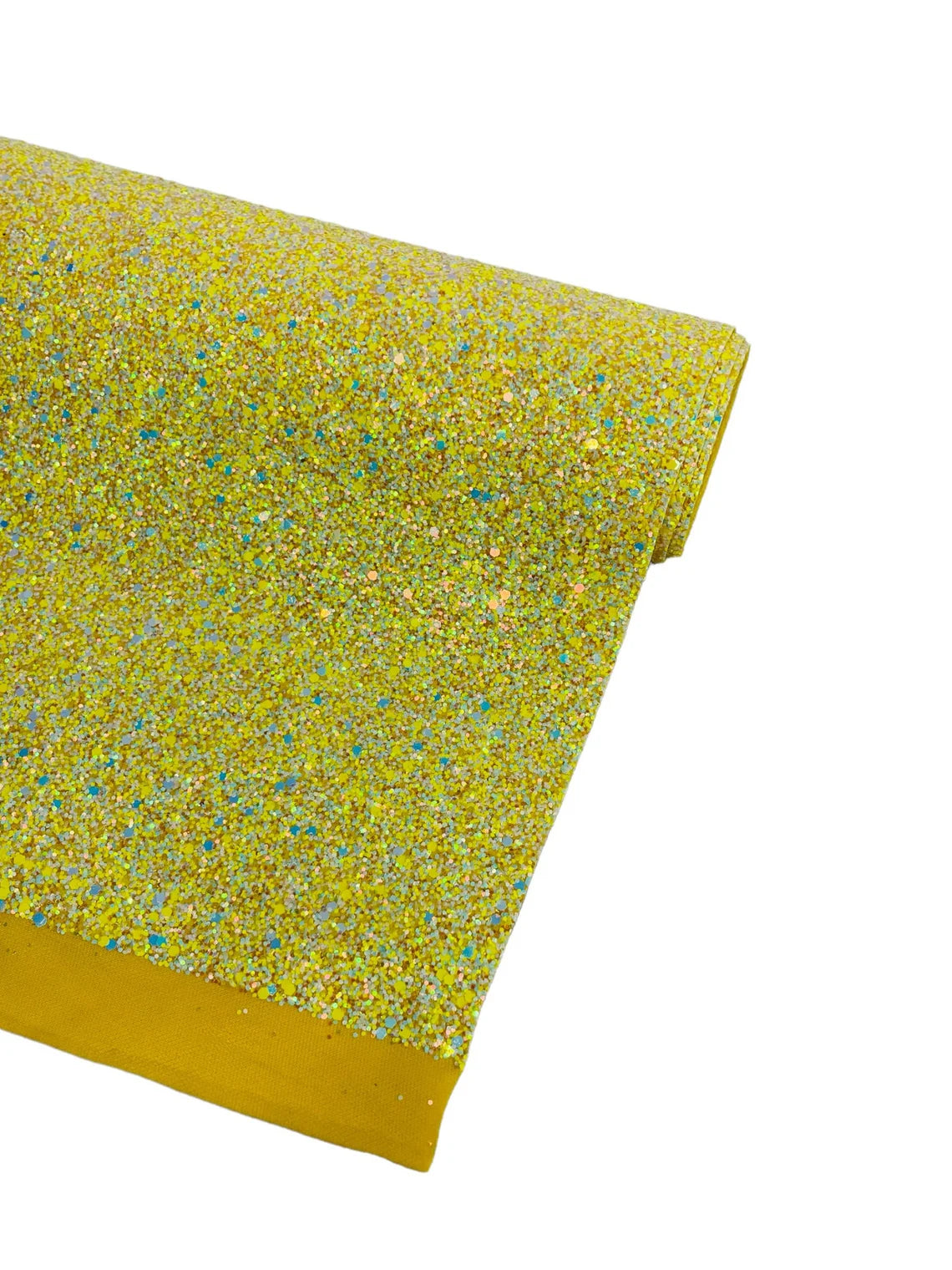 Chunky Glitter Vinyl Fabric - Yellow - High Quality 54" Chunky Glitter Fabric Sold By Yard