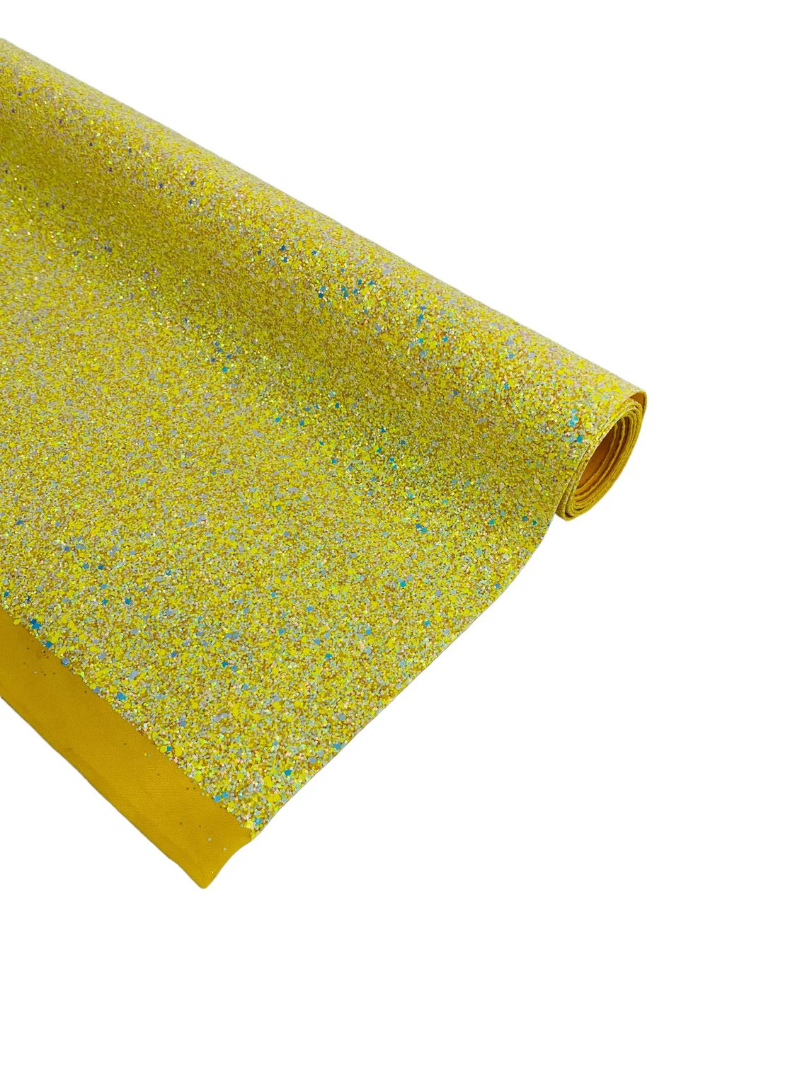 Chunky Glitter Vinyl Fabric - Yellow - High Quality 54" Chunky Glitter Fabric Sold By Yard