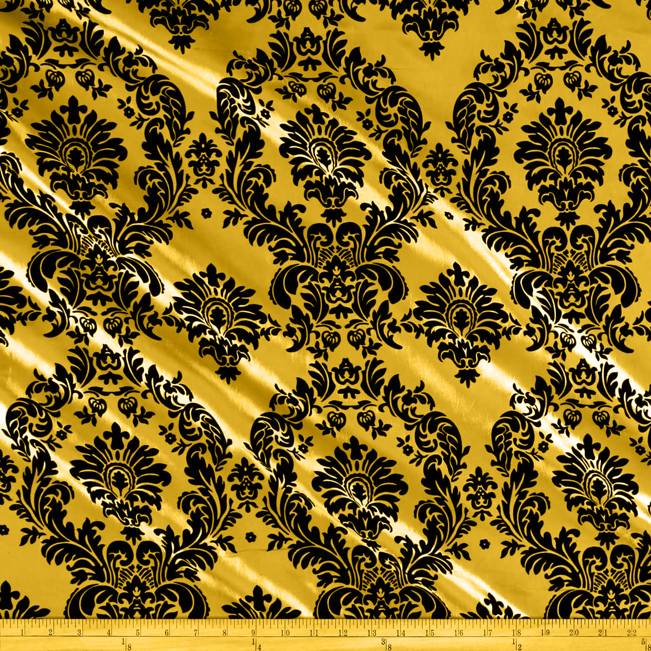 Flocked Damask Taffeta Fabric - Sold By The Yard.