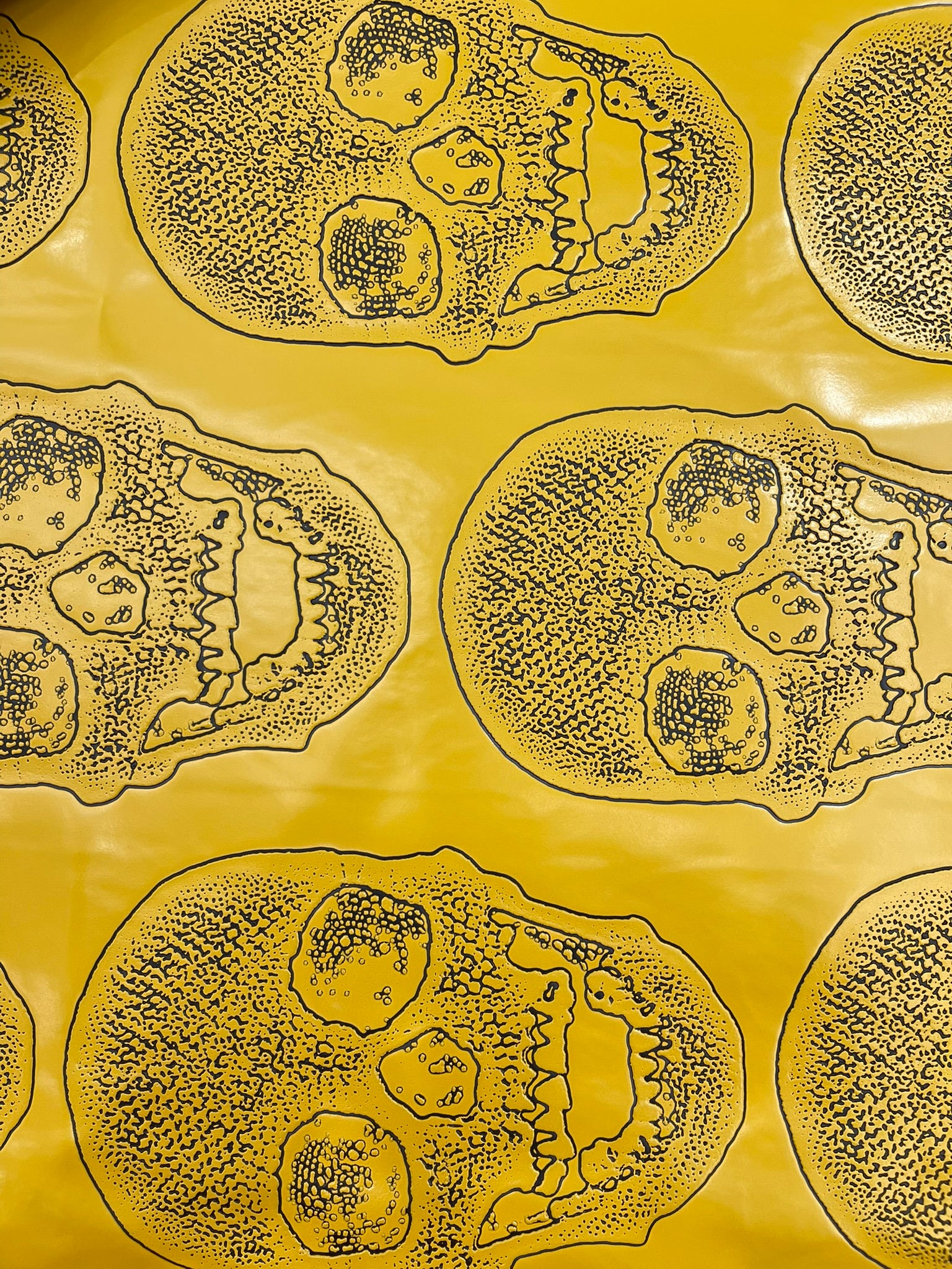 Skull Embossed Fake Leather Upholstery, 3D Faux Leather PVC Vinyl Fabric.