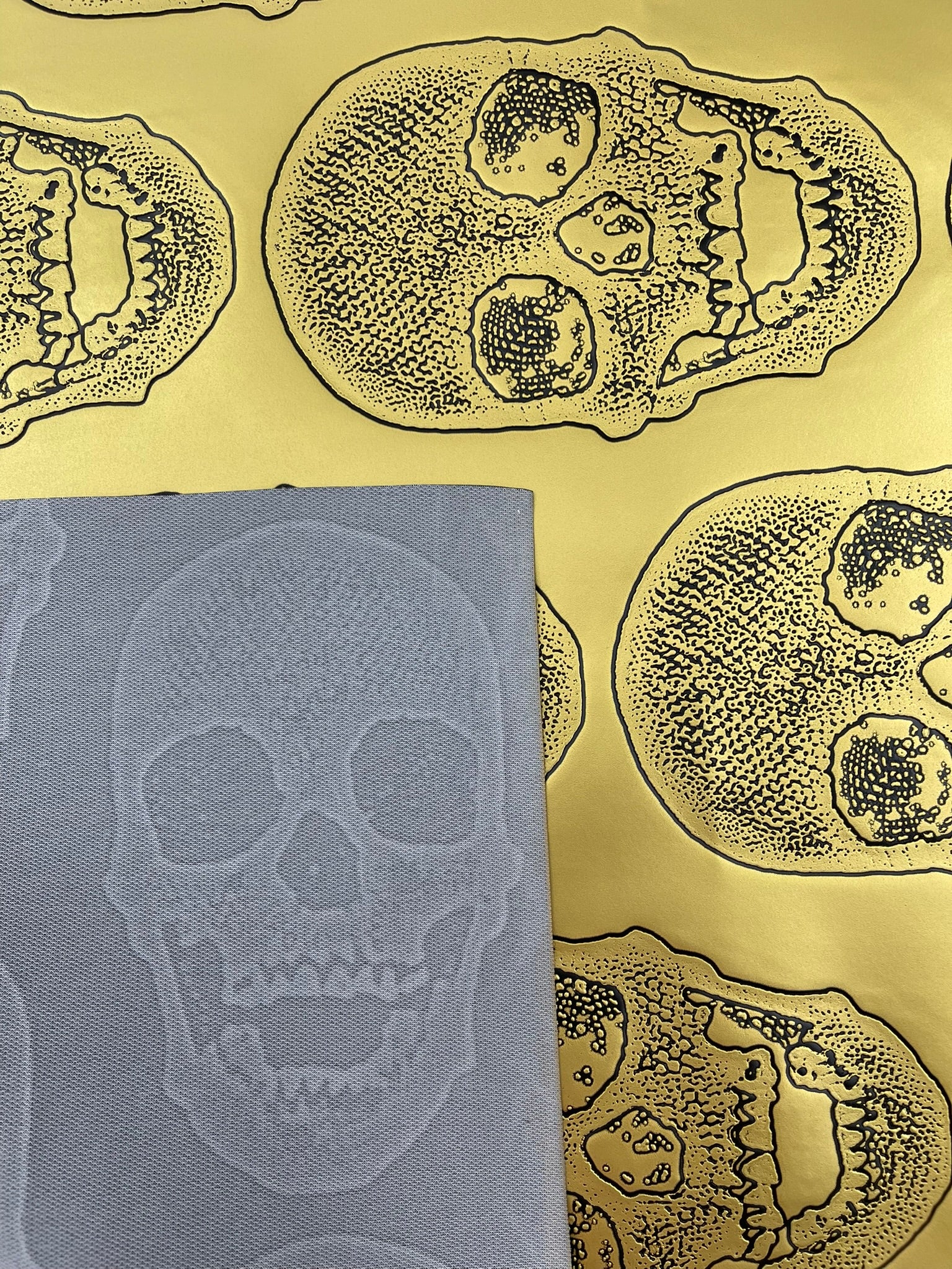 Skull Embossed Fake Leather Upholstery, 3D Faux Leather PVC Vinyl Fabric.