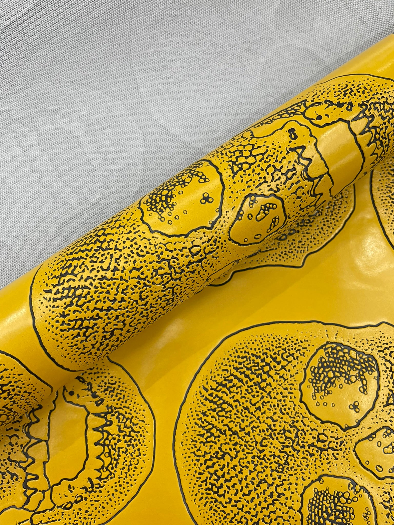 Skull Embossed Fake Leather Upholstery, 3D Faux Leather PVC Vinyl Fabric.