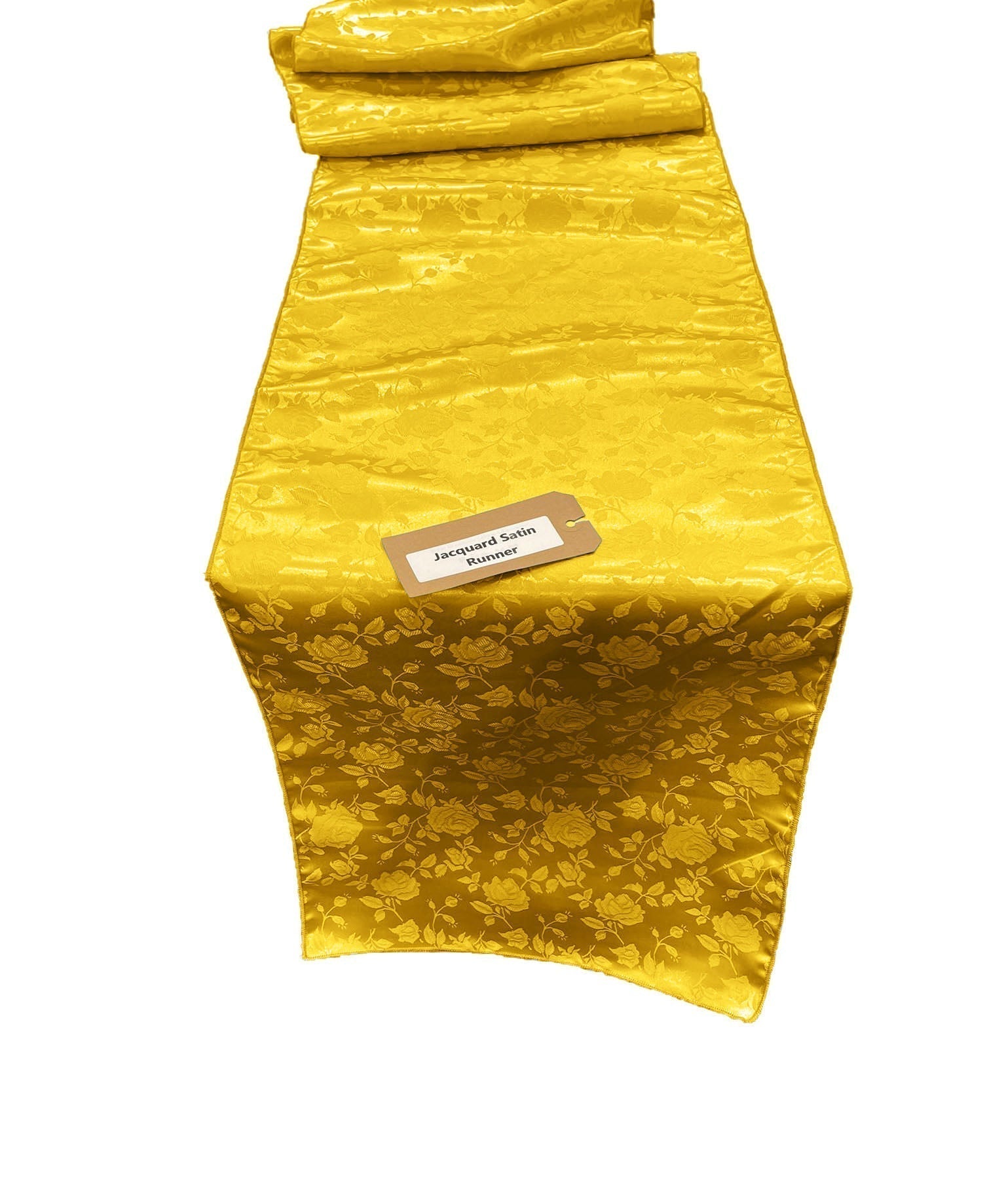 Jacquard Satin Roses Runner, Party Supply / Wedding / Decoration (14" Wide x 120" Long).