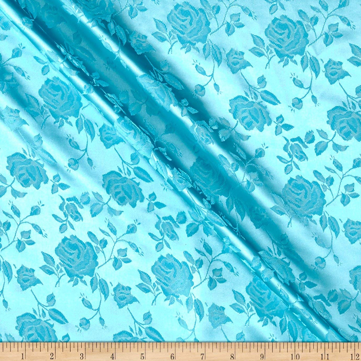 60" Wide Polyester Flower Brocade Jacquard Satin Fabric, Sold By The Yard.