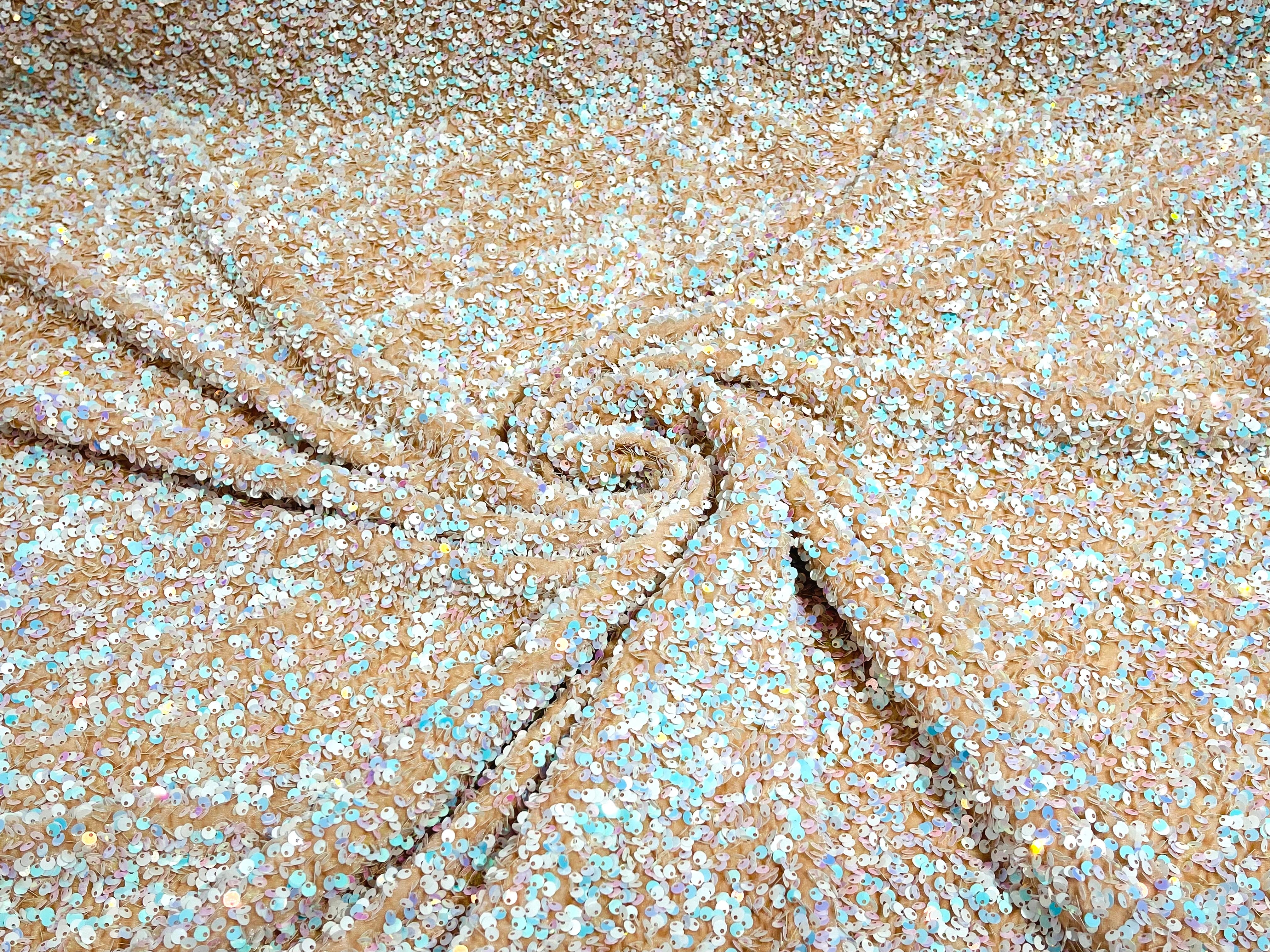 Sequin Velvet Stretch 5mm fabric 58"Wide-Prom-Nightgown fabric- Sold by the yard.