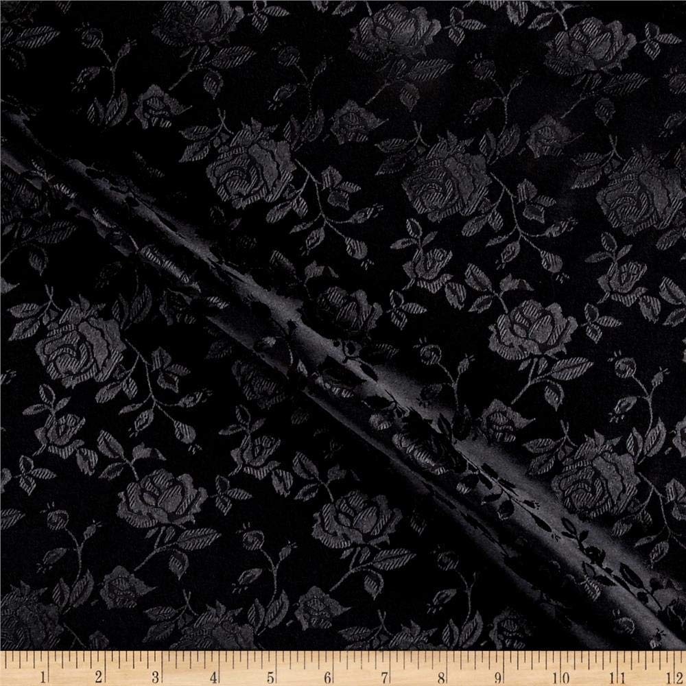 60" Wide Polyester Flower Brocade Jacquard Satin Fabric, Sold By The Yard.