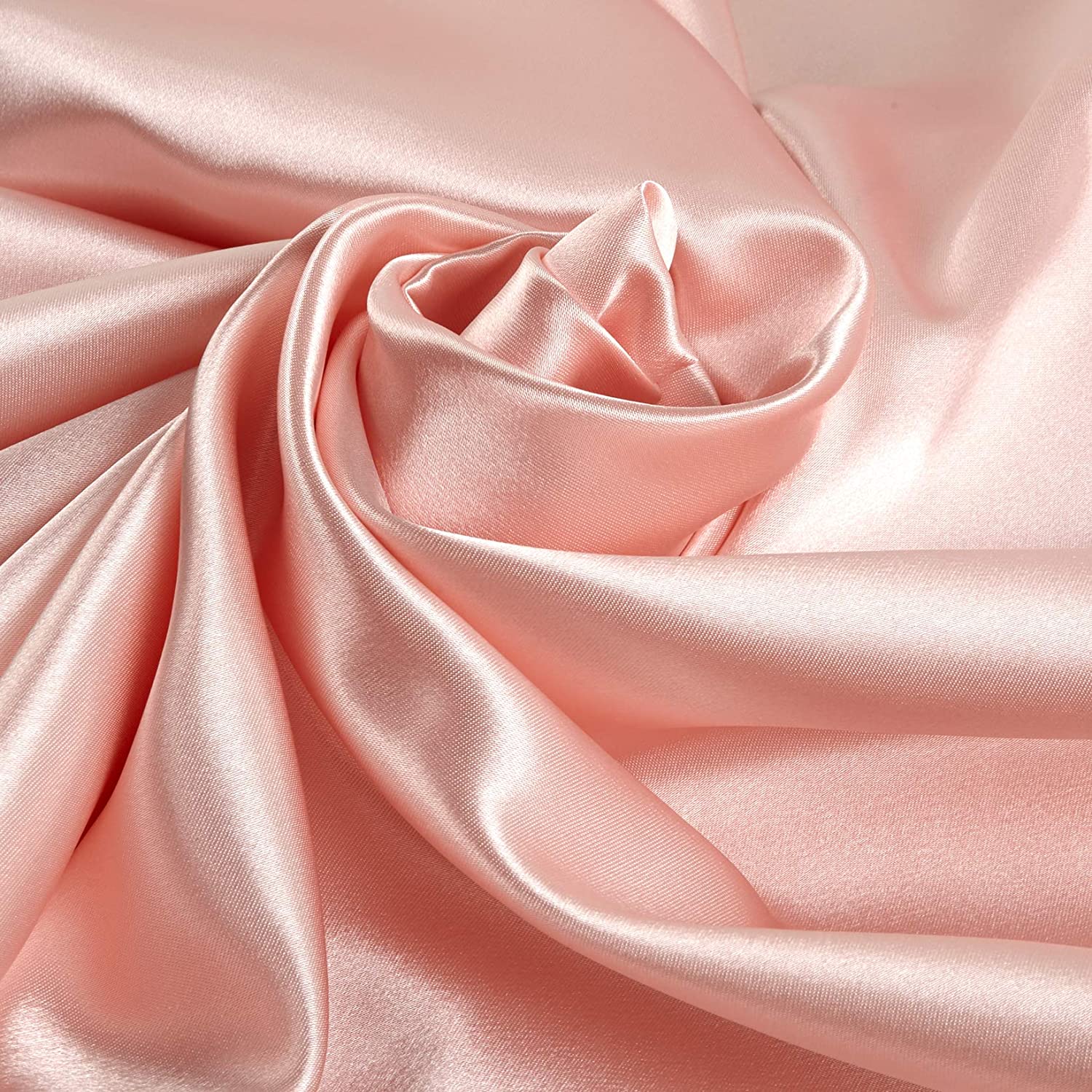 96 percent Polyester, 4% Spandex Light Weight Silky Stretch Charmeuse Satin Fabric by The Yard, 58-59" Wide.