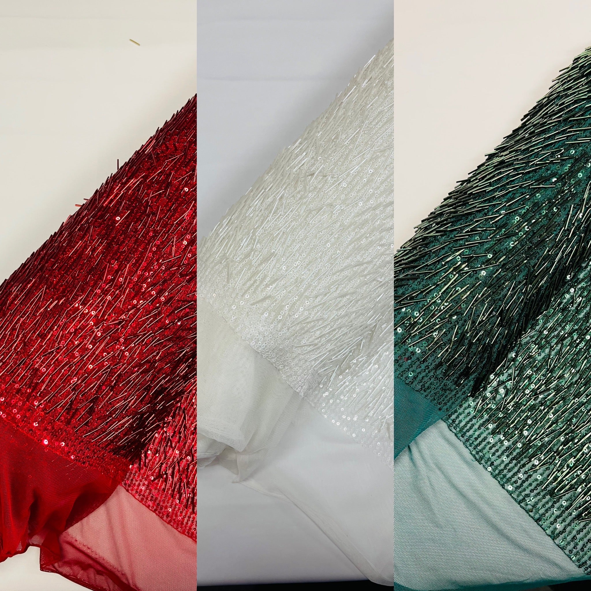 Vegas Beaded Sequin Stretch Mesh Fabric (By The Yard)