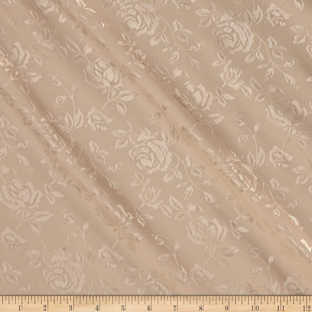 60" Wide Polyester Flower Brocade Jacquard Satin Fabric, Sold By The Yard.