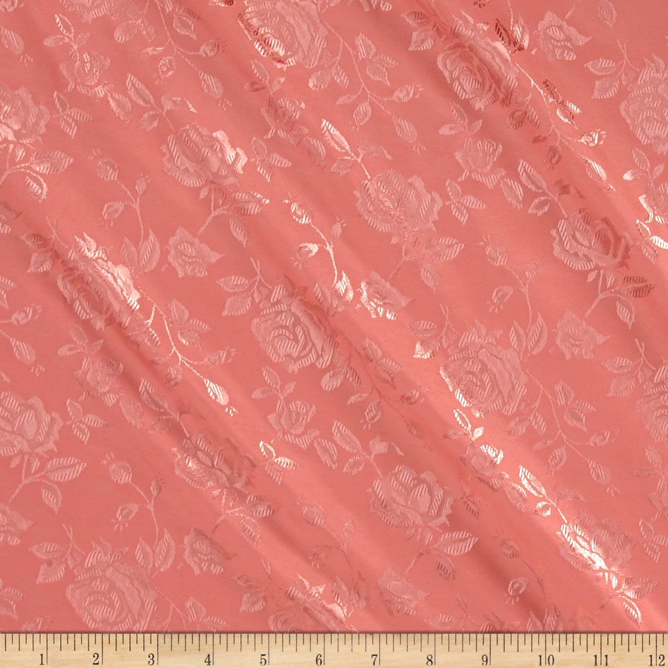 60" Wide Polyester Flower Brocade Jacquard Satin Fabric, Sold By The Yard.