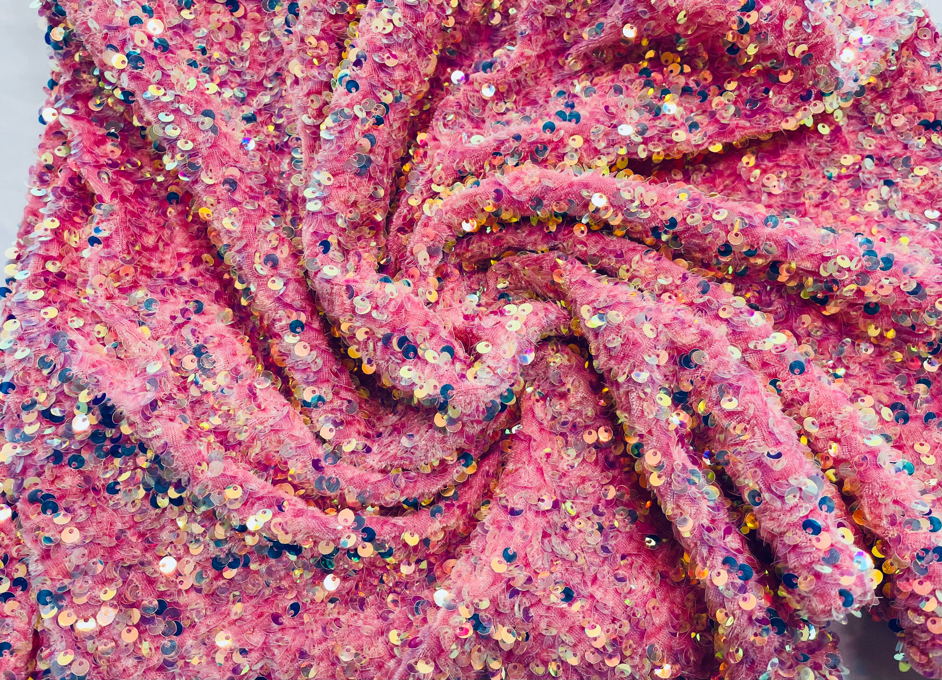 Sequin Velvet Stretch 5mm fabric 58"Wide-Prom-Nightgown fabric- Sold by the yard.