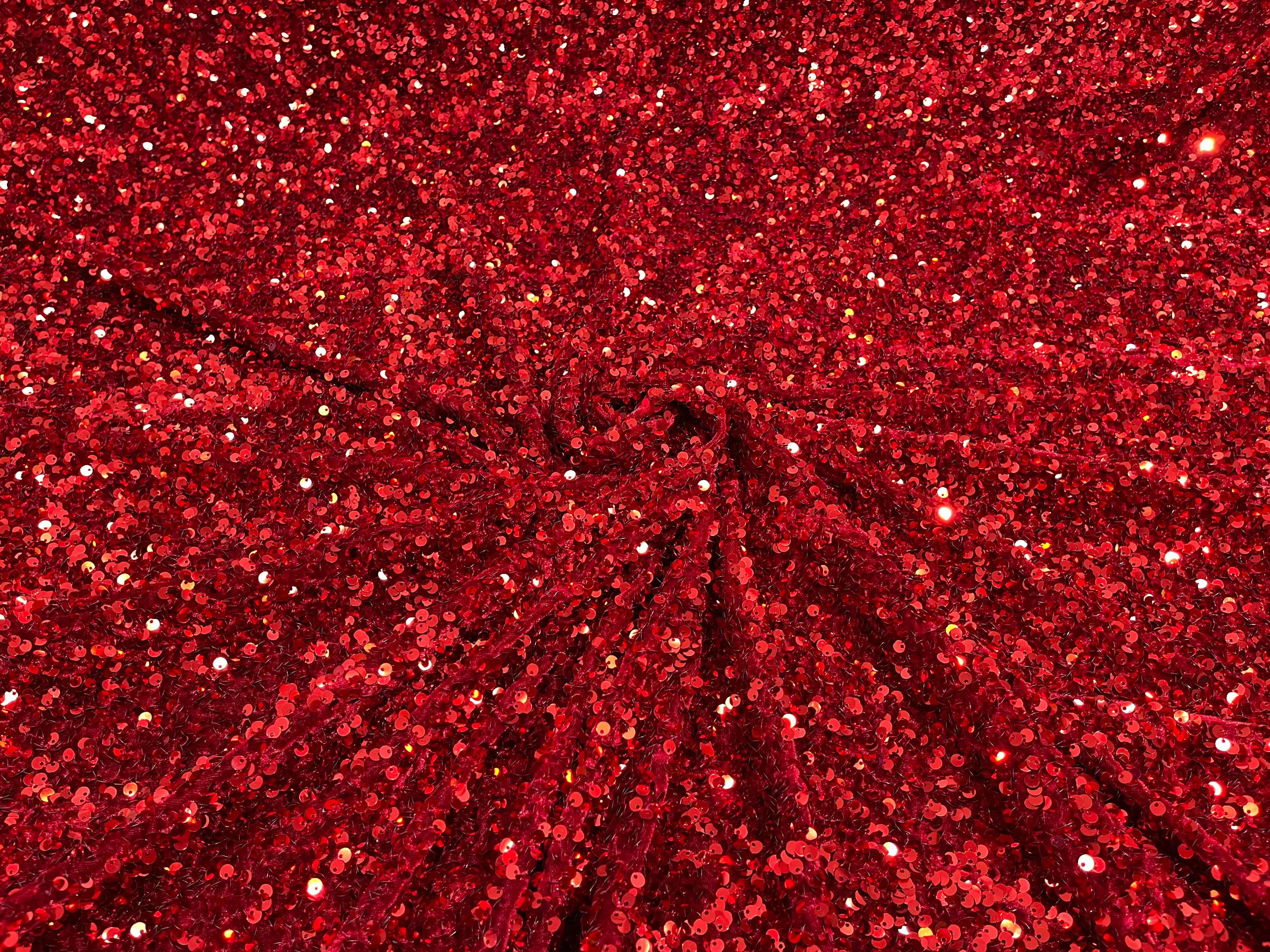 Sequin Velvet Stretch 5mm fabric 58"Wide-Prom-Nightgown fabric- Sold by the yard.