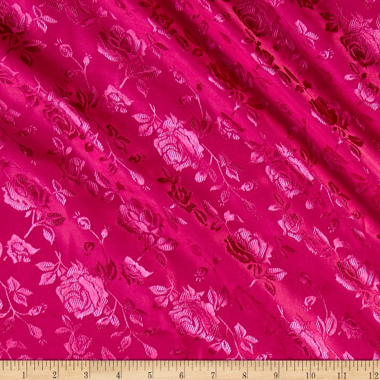 60" Wide Polyester Flower Brocade Jacquard Satin Fabric, Sold By The Yard.